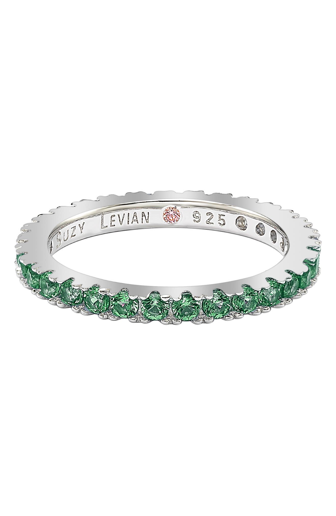 SUZY LEVIAN Sterling Silver Green CZ Eternity Band Ring