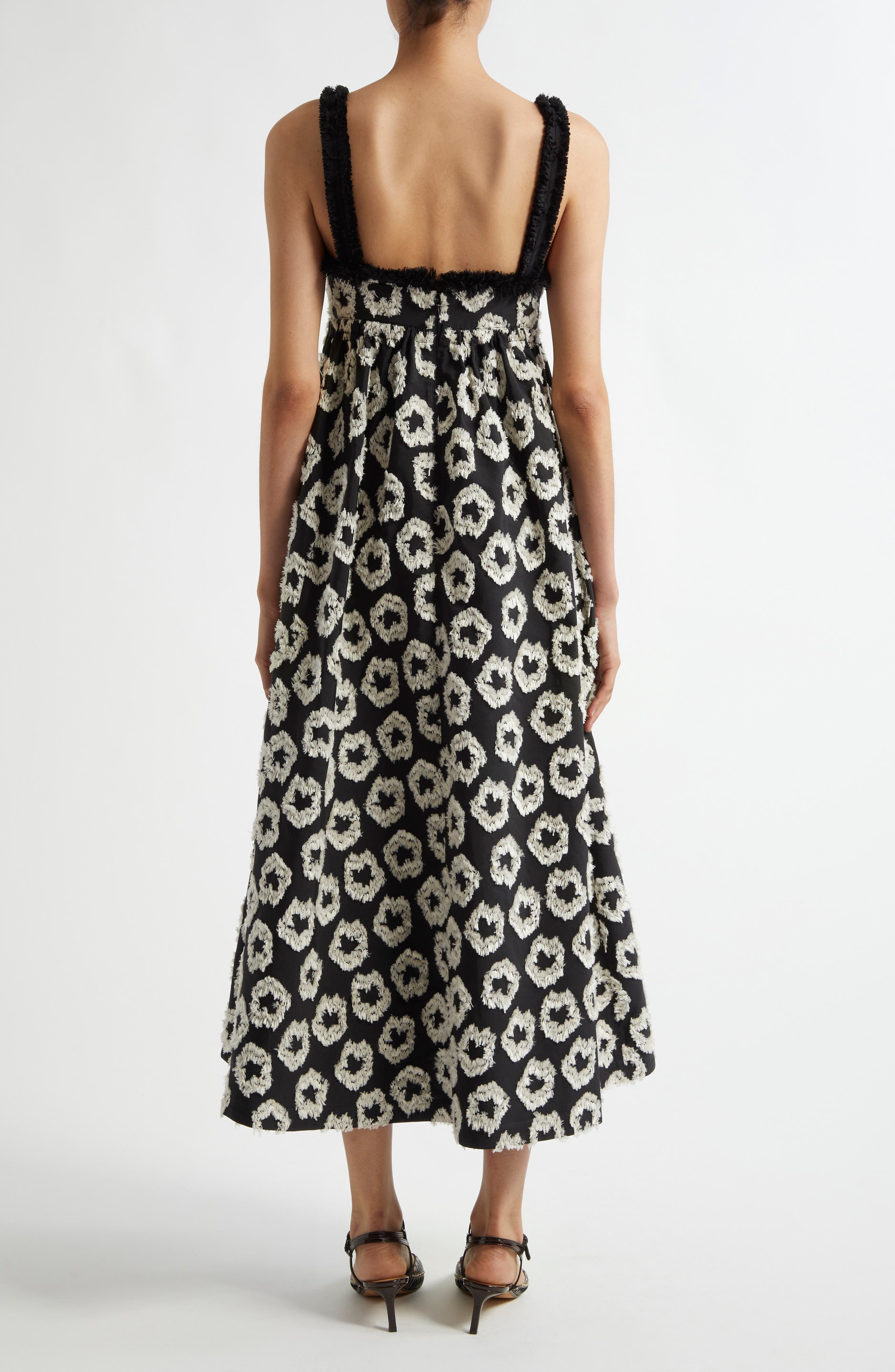 Ulla Johnson Mira Fray Trim Print Sleeveless Maxi Dress