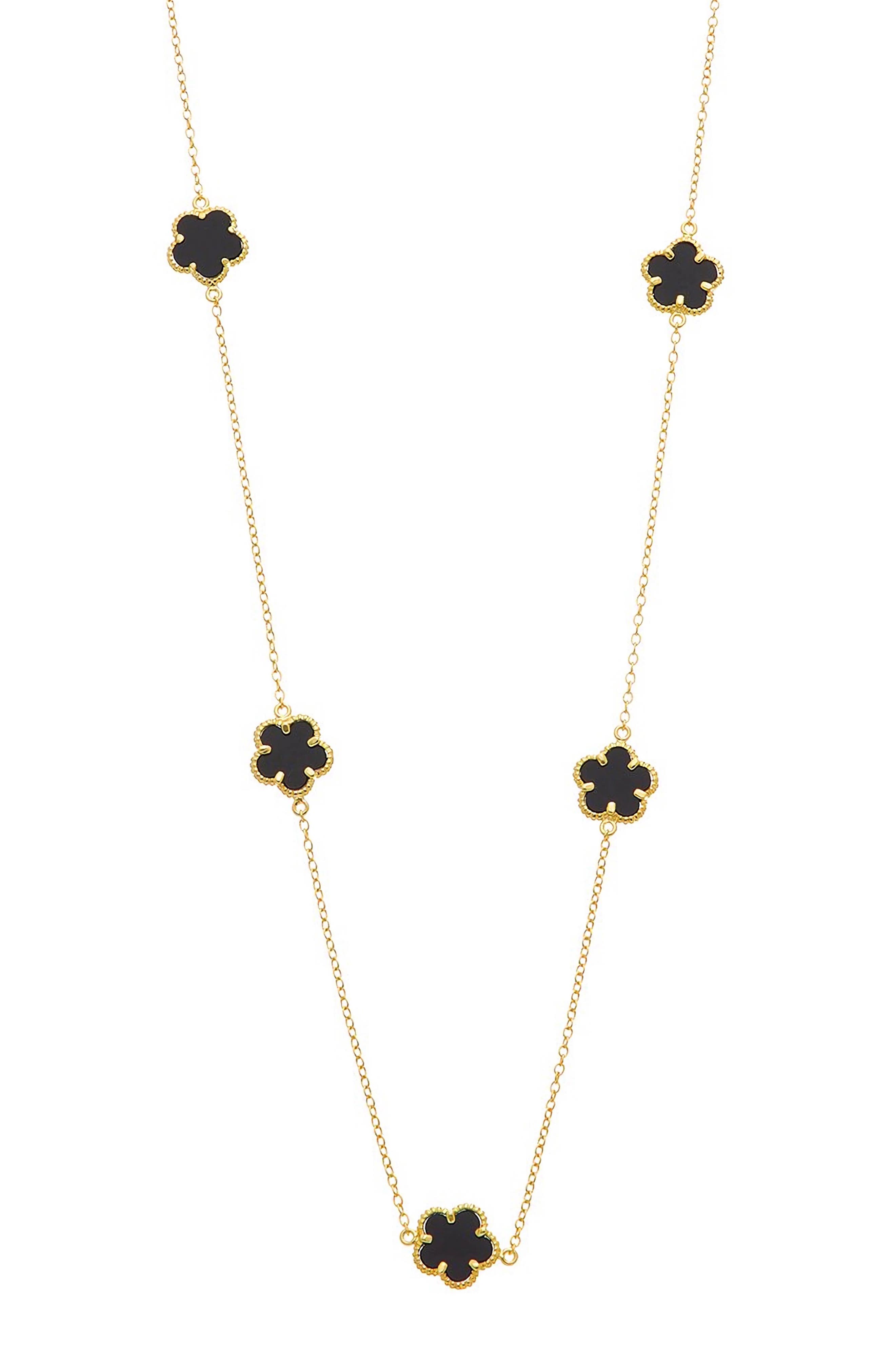 Juvell Onyx Flower Station Necklace