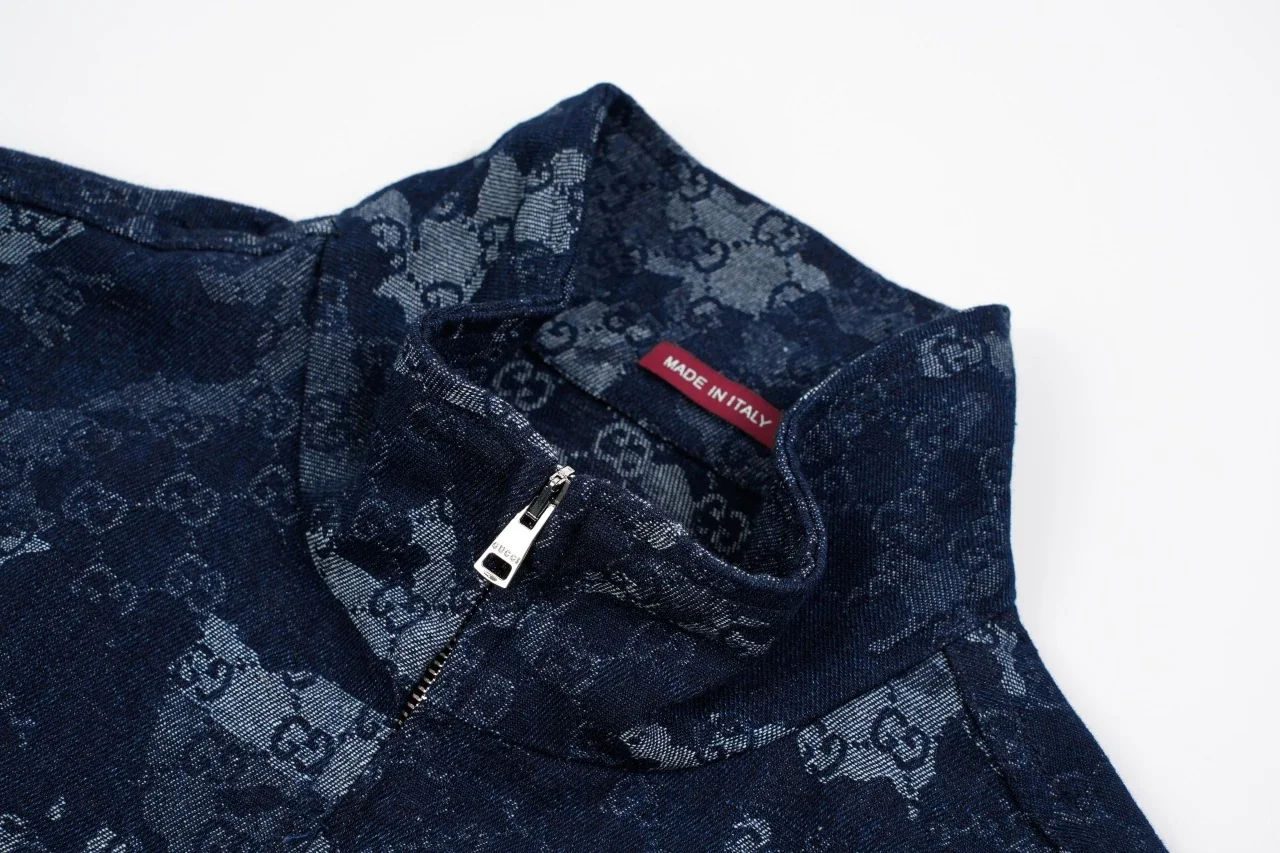 GUCCI Blue White Marble GG Denim Zip Jacket product photo from LabelPicks