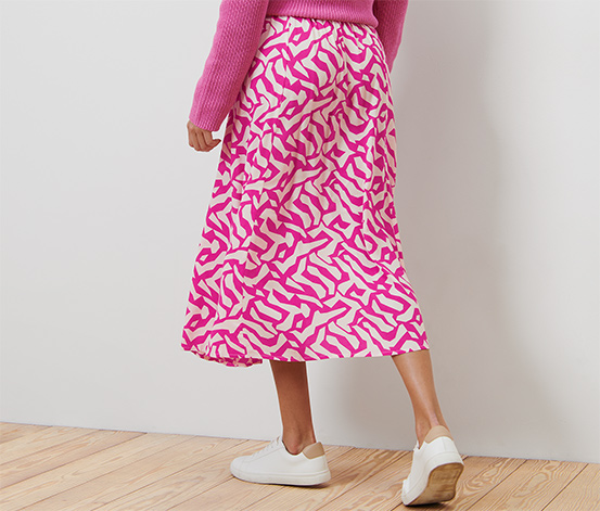 Bedruckter Midi-Rock, pink