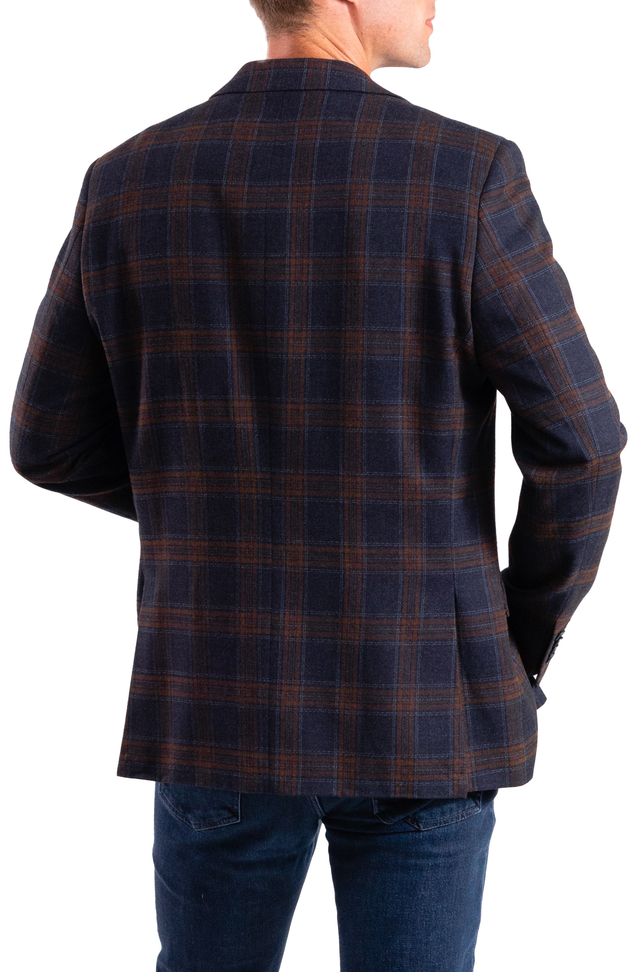 SAVILE ROW CO Navy Plaid Sport Coat