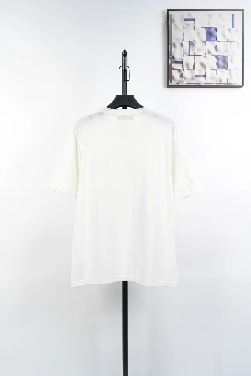 Louis Vuitton White Pin Letter Embroidered Knit T-Shirt product photo from LabelPicks