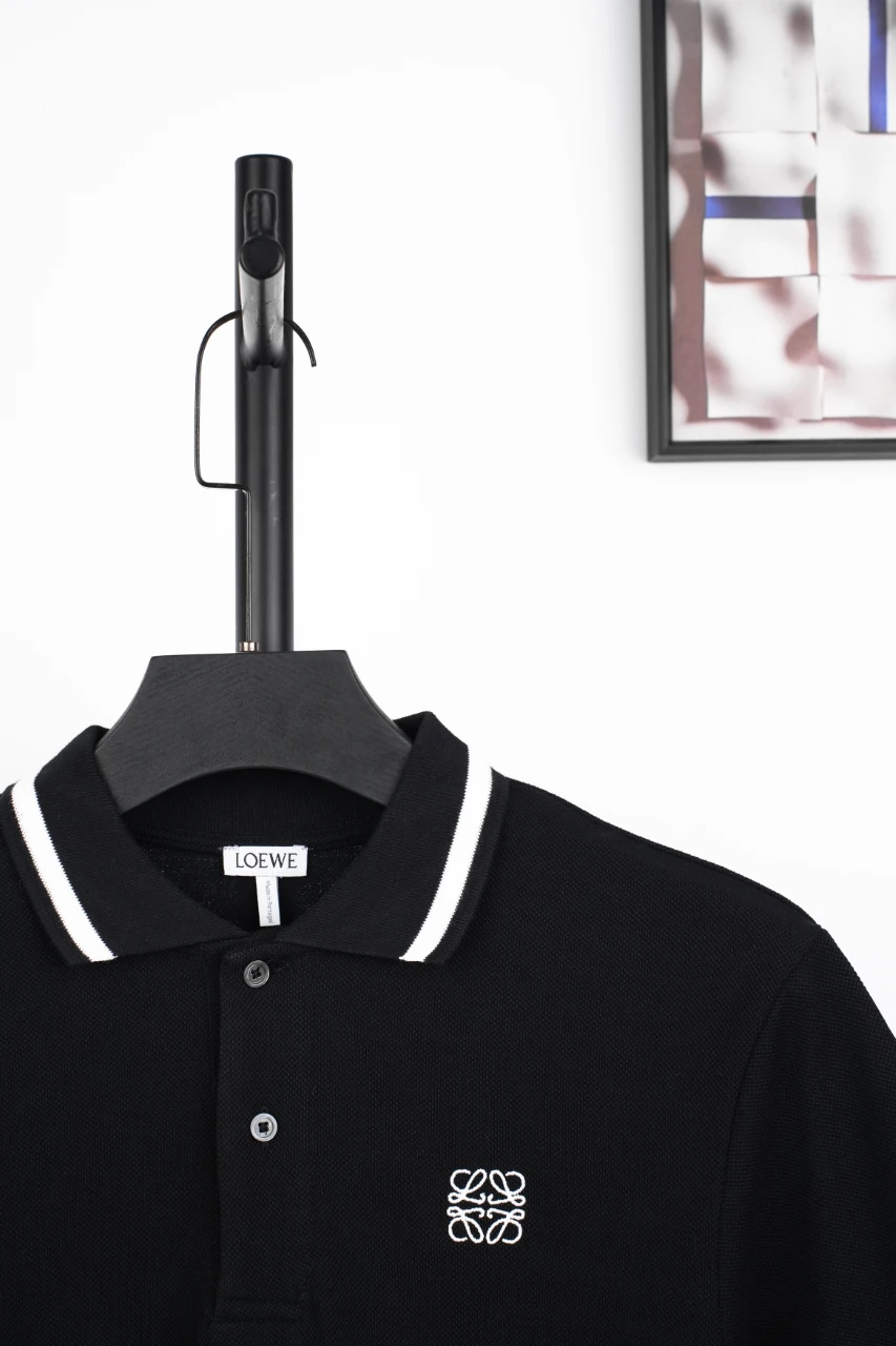 LOEWE Black Contrast-Trim Anagram Polo Shirt product photo from LabelPicks