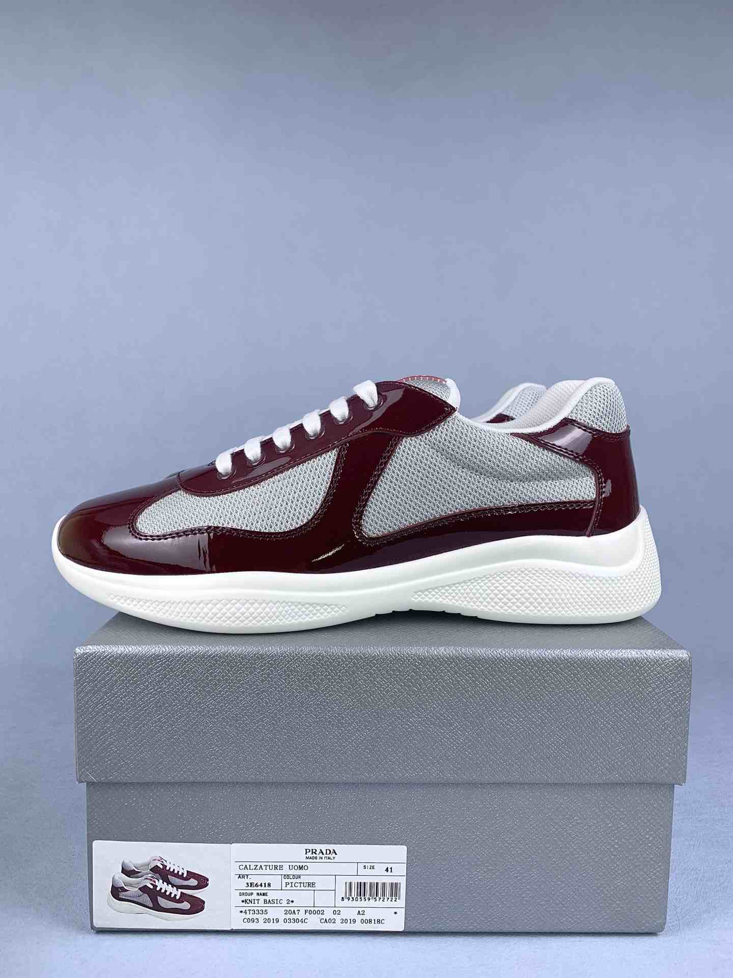 Patent leather and technical fabric Prada America's Cup sneakers