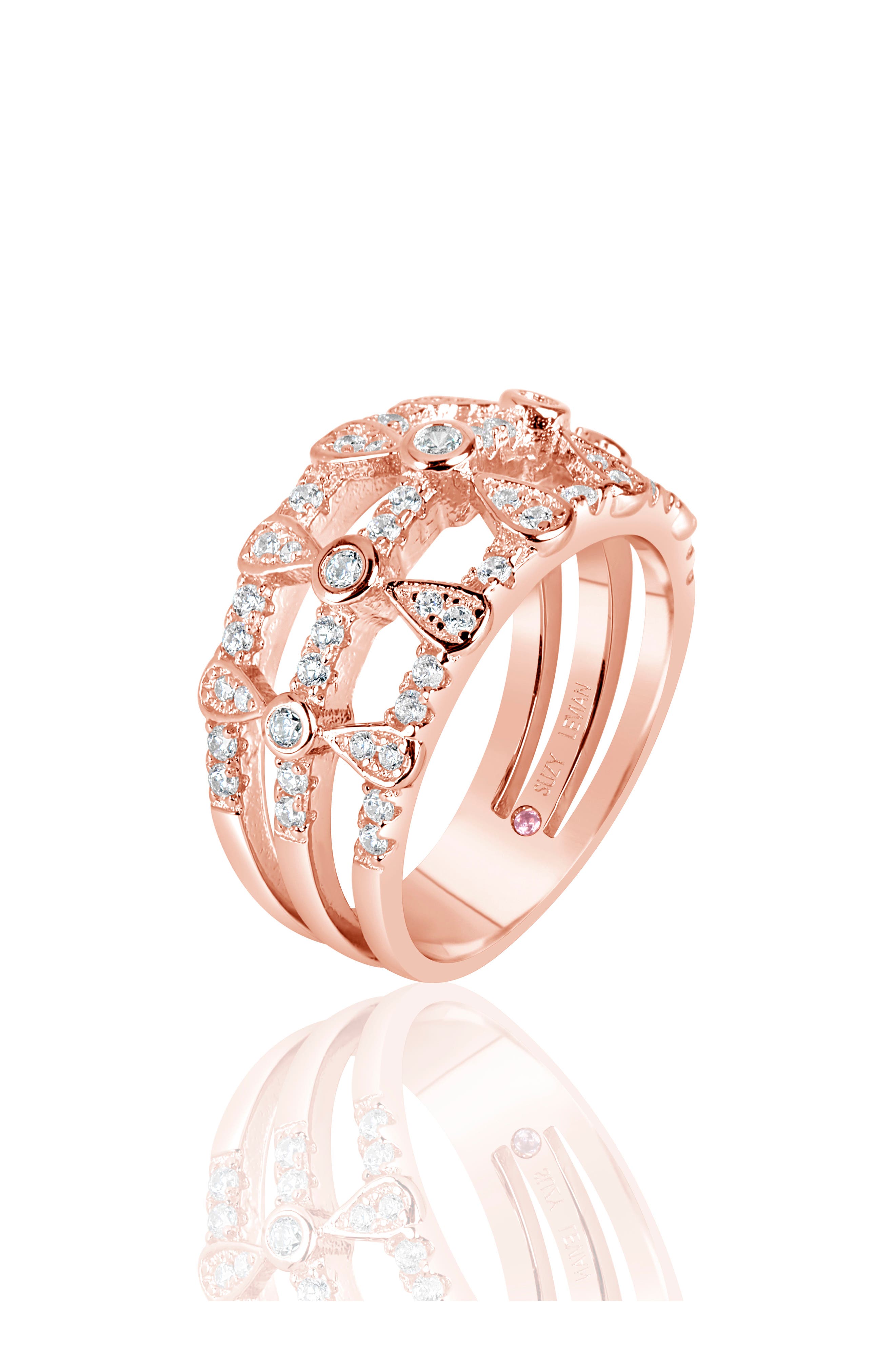 SUZY LEVIAN Three Row Multishape Ring