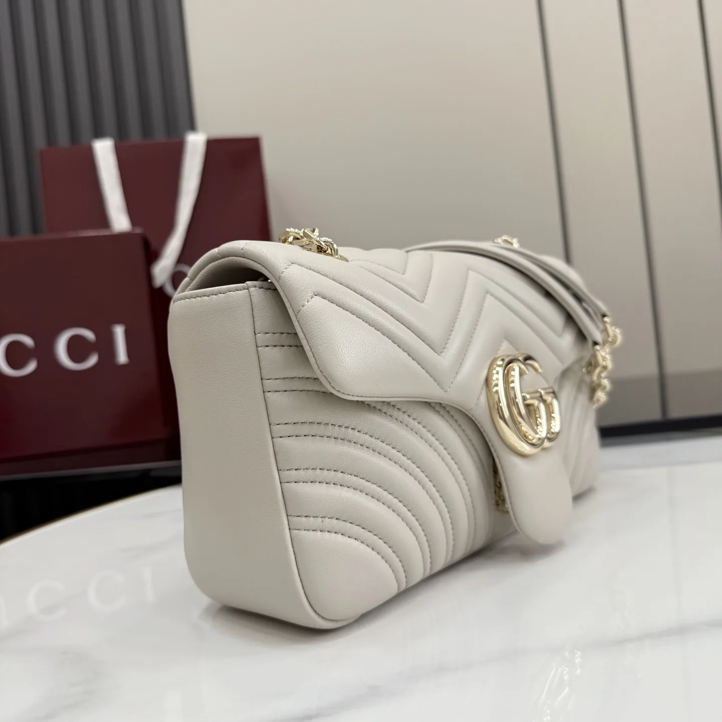 Gucci Marmont Grey GG Supreme Canvas Shoulder Bag product photo from LabelPicks