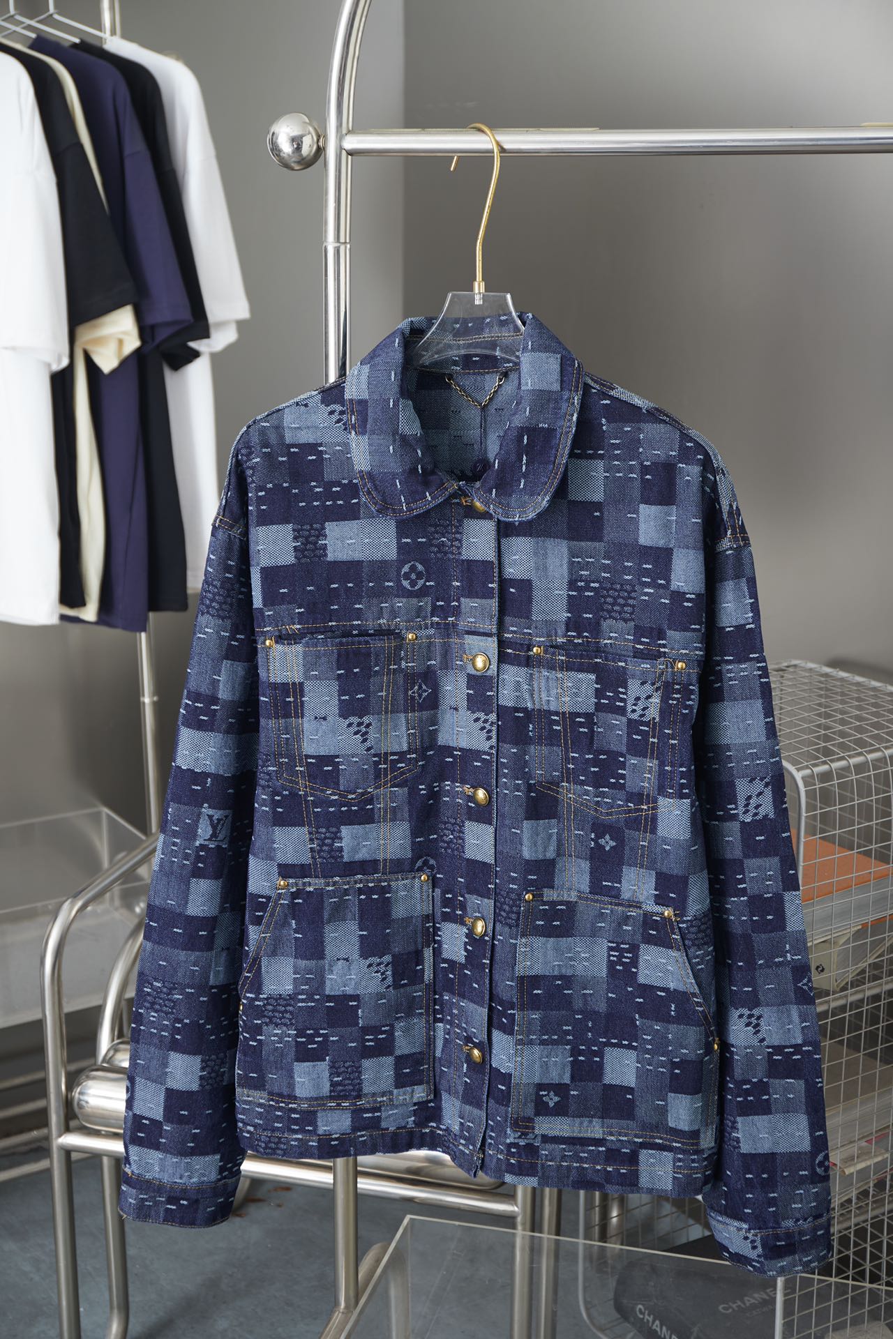 Plaid Print Long Sleeved Denim Waist Jackets