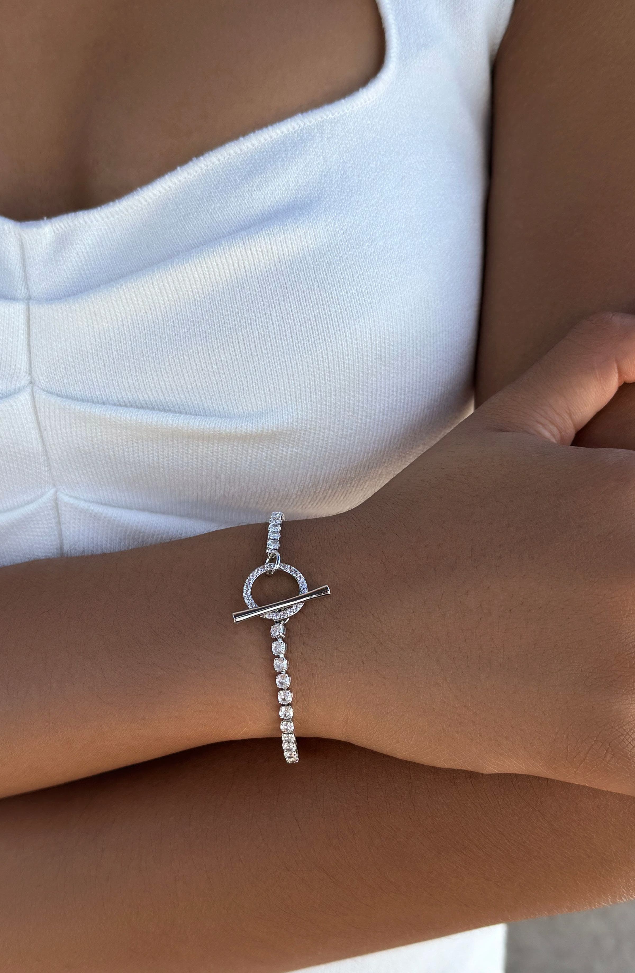 Adornia Crystal Toggle Tennis Bracelet