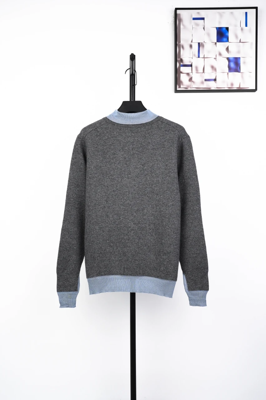 Miu Miu Grey Blue Contrast Collar Polo Sweater product photo from LabelPicks