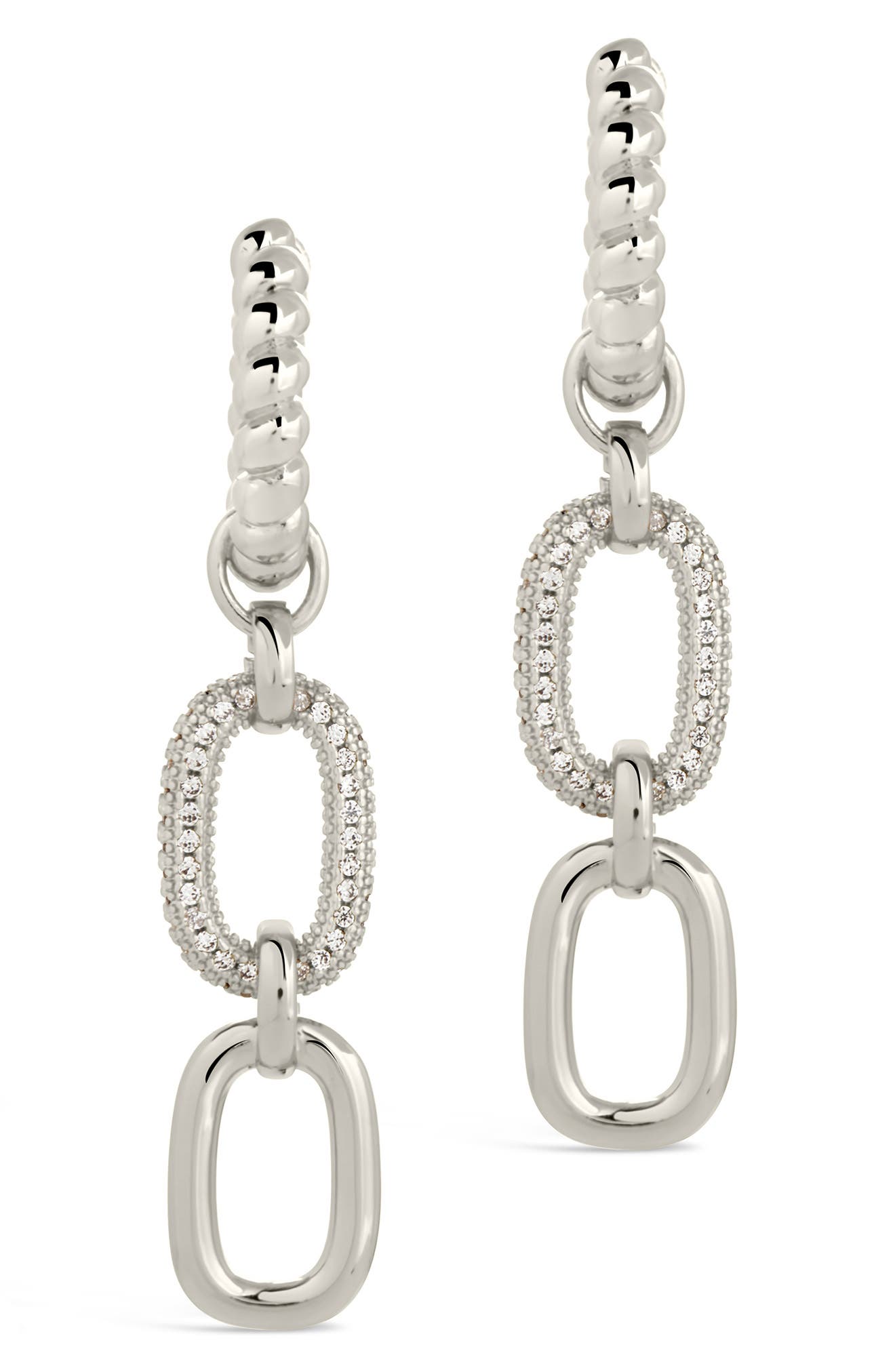 Sterling Forever Andi CZ Drop Hoop Earrings
