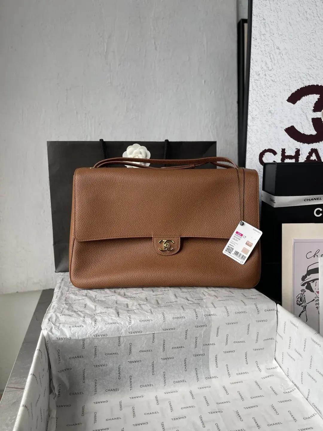 Chanel Brown Classic Flap Grained Leather Shoulder Bag product photo from LabelPicks