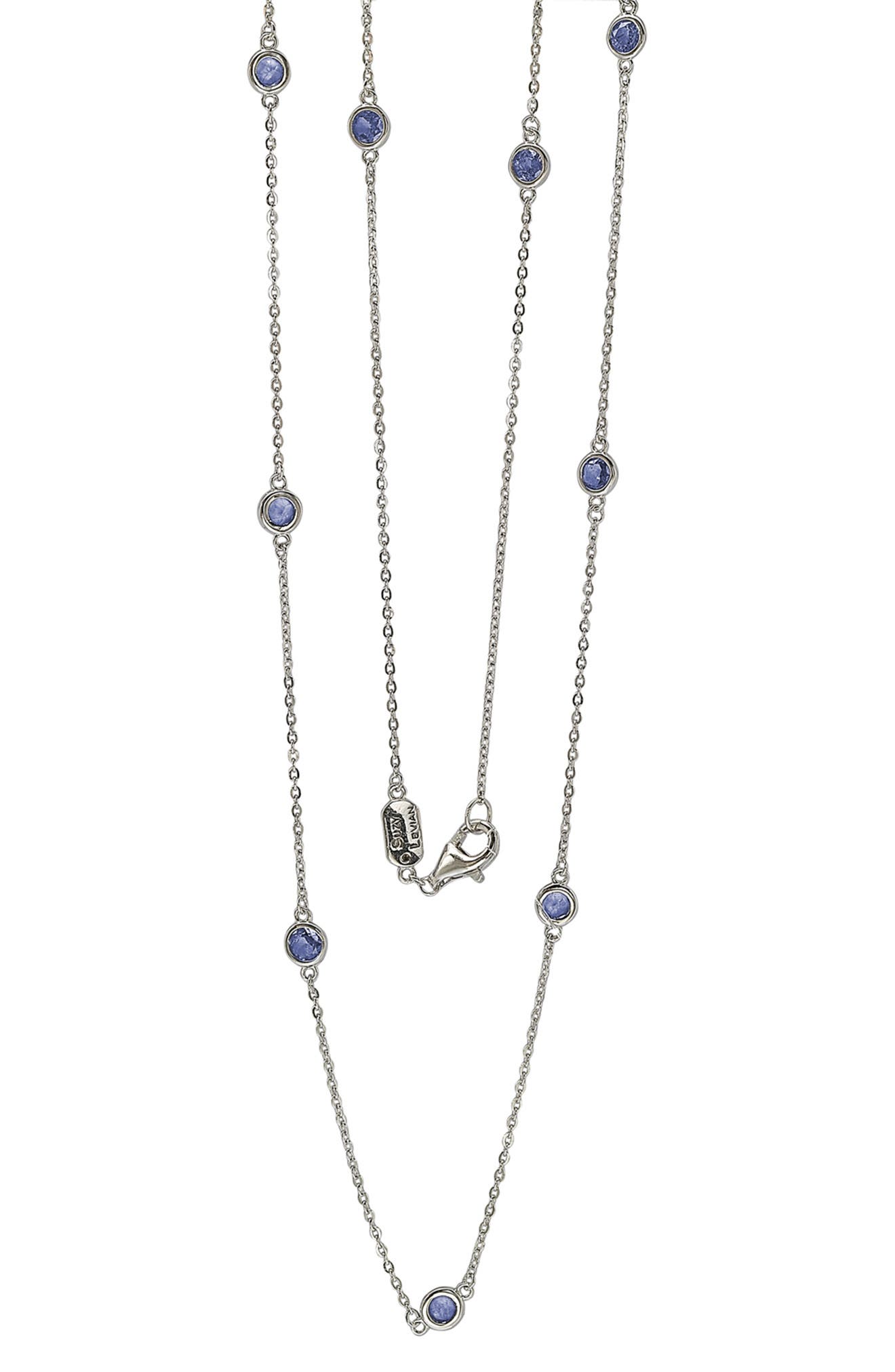 SUZY LEVIAN Sterling Silver Blue Sapphire Station Necklace