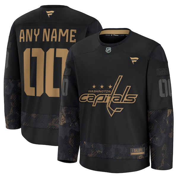 Washington Capitals  2024 Military Appreciation Personalized Long Sleeve Practice Jersey - Black