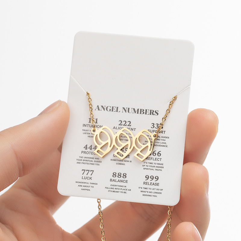 New Openwork 999 Angel Number Necklace