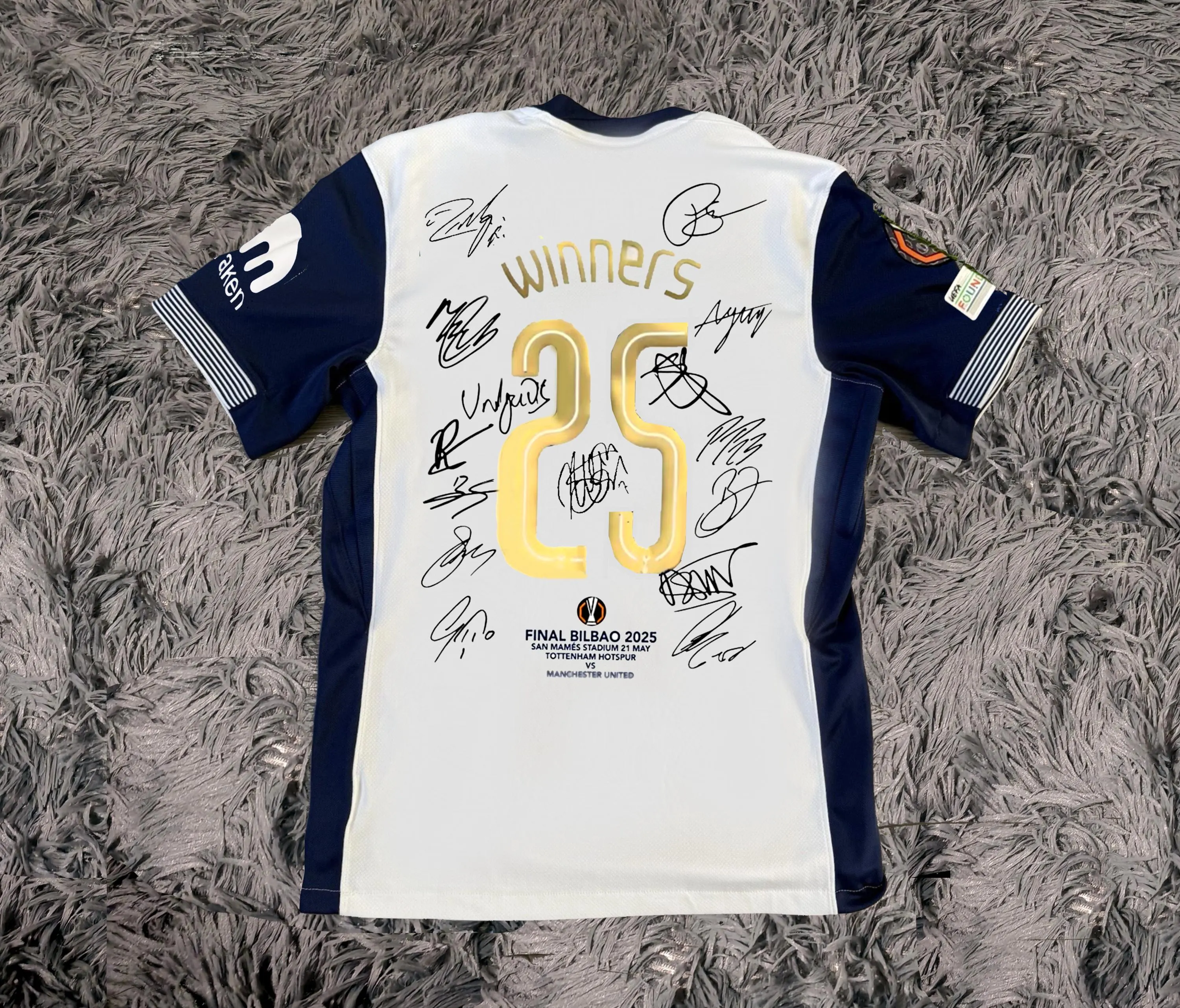 Tottenham Spurs Team SIGNED 24/25 Europa League Winners Shirt Jersey - COA - 2025