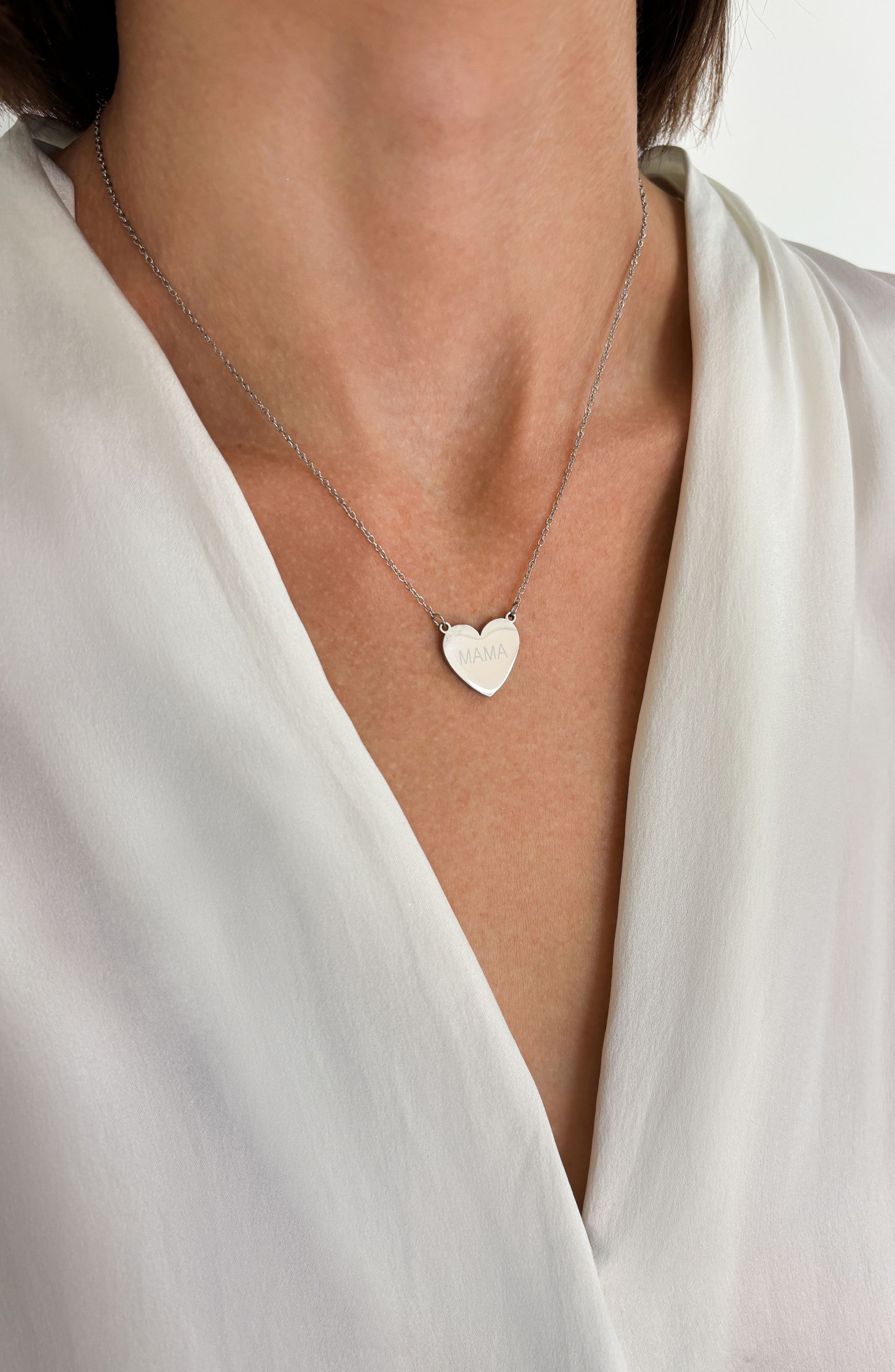 Adornia Set of 2 'Mama' Script & Heart Pendant Necklaces