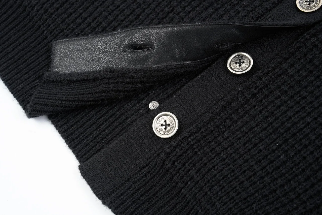 Chrome Hearts Black Waffle Cashmere Blend Cardigan product photo from LabelPicks