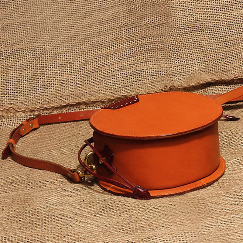 Orange Suede Mini Round Crossbody