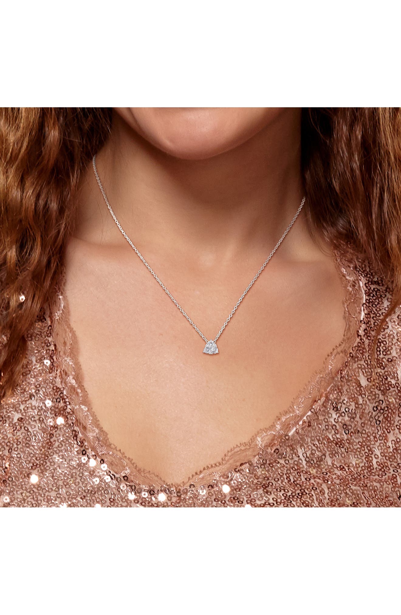 DELMAR Created White Sapphire Stud Earrings & Necklace Set