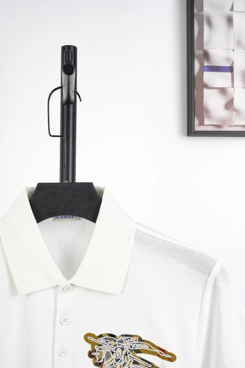 Burberry White Check Equestrian Knight Embroidered Polo Shirt product photo from LabelPicks