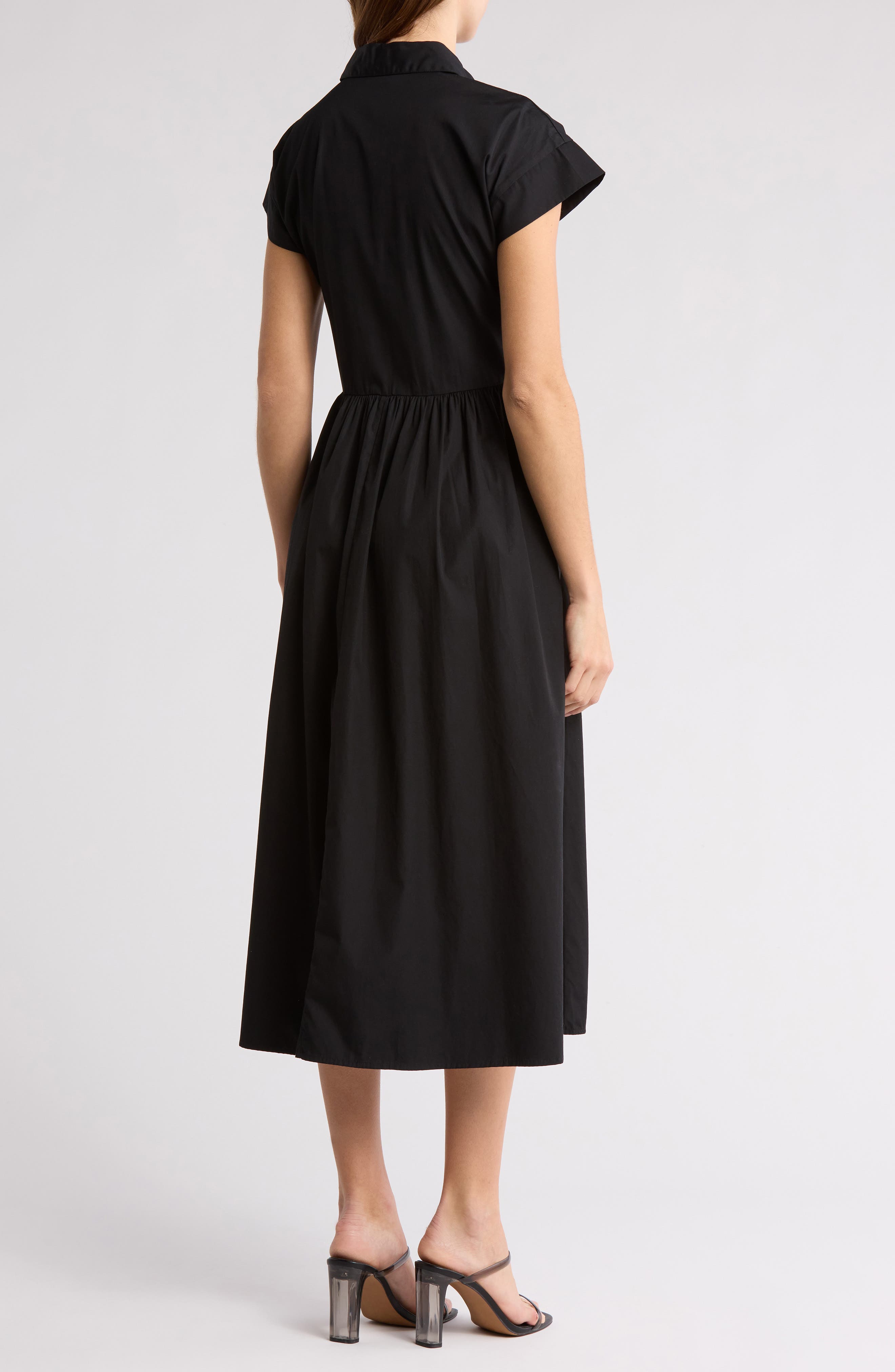 Nordstrom Drop Waist Button Front Cotton Midi Dress