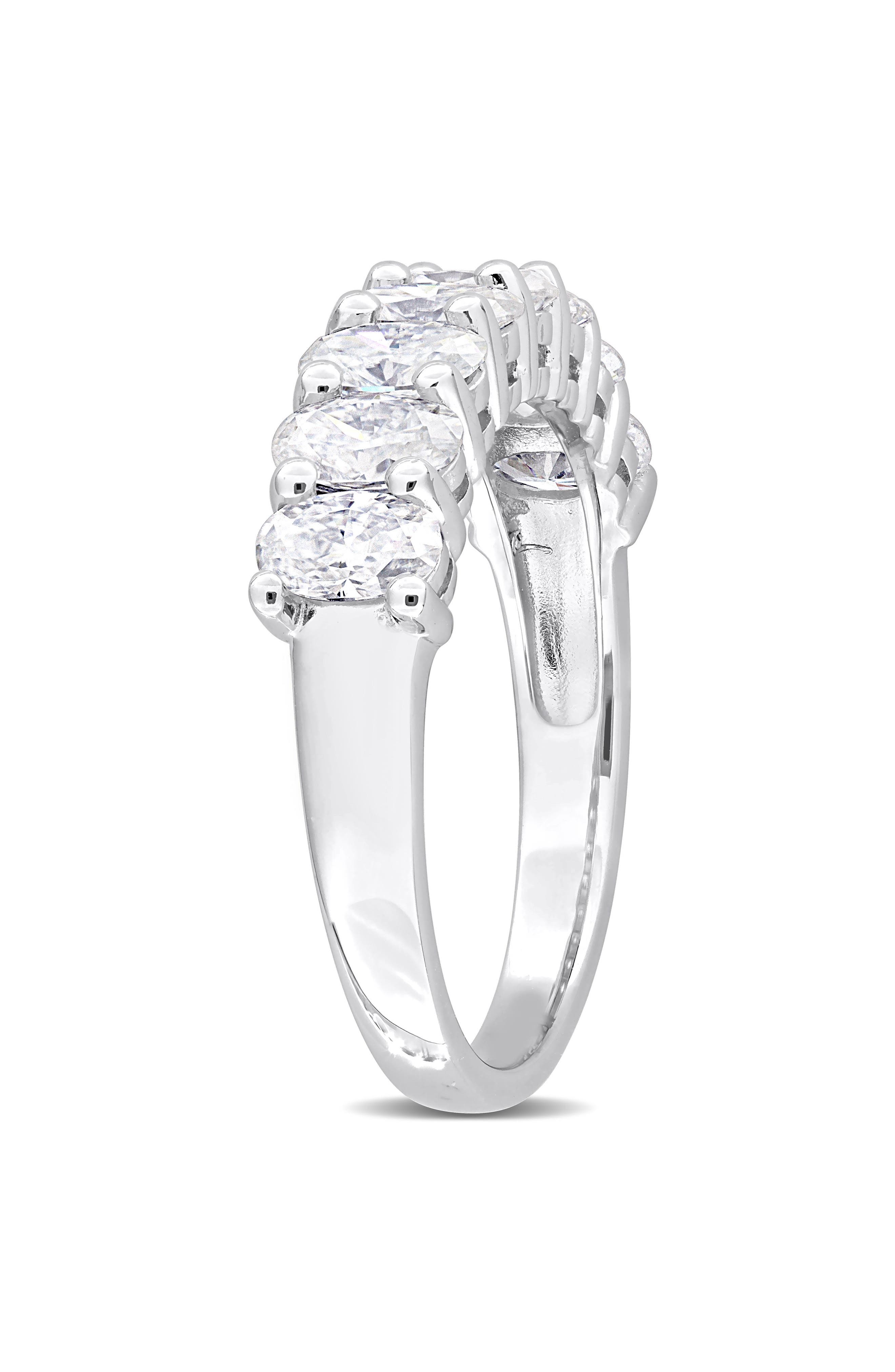 DELMAR Sterling Silver Created Moissanite Oval Band Ring