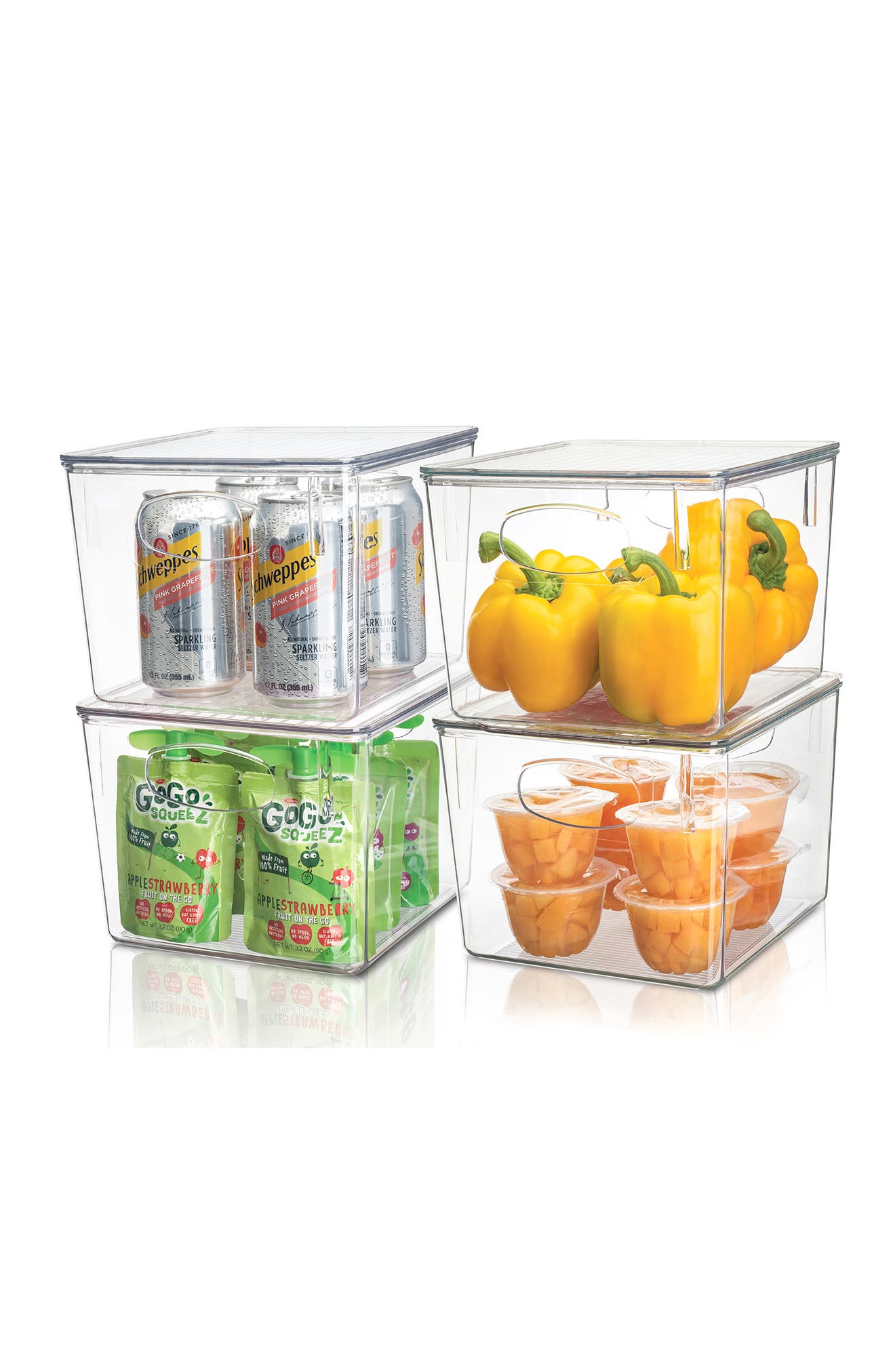 SORBUS Clear Fridge Bin - Set of 4