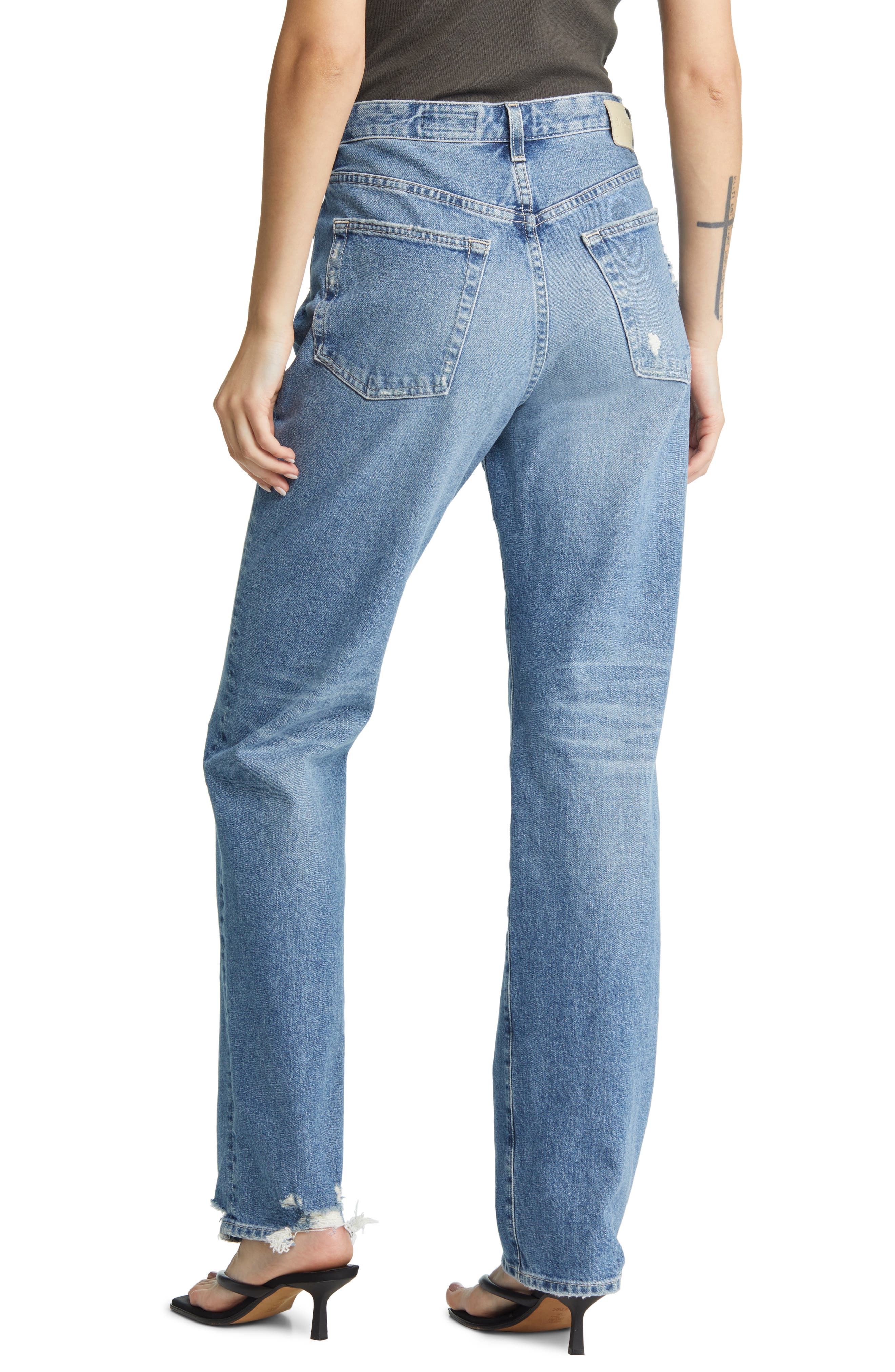 AG Ezzra High Waist Distressed Straight Leg Jeans