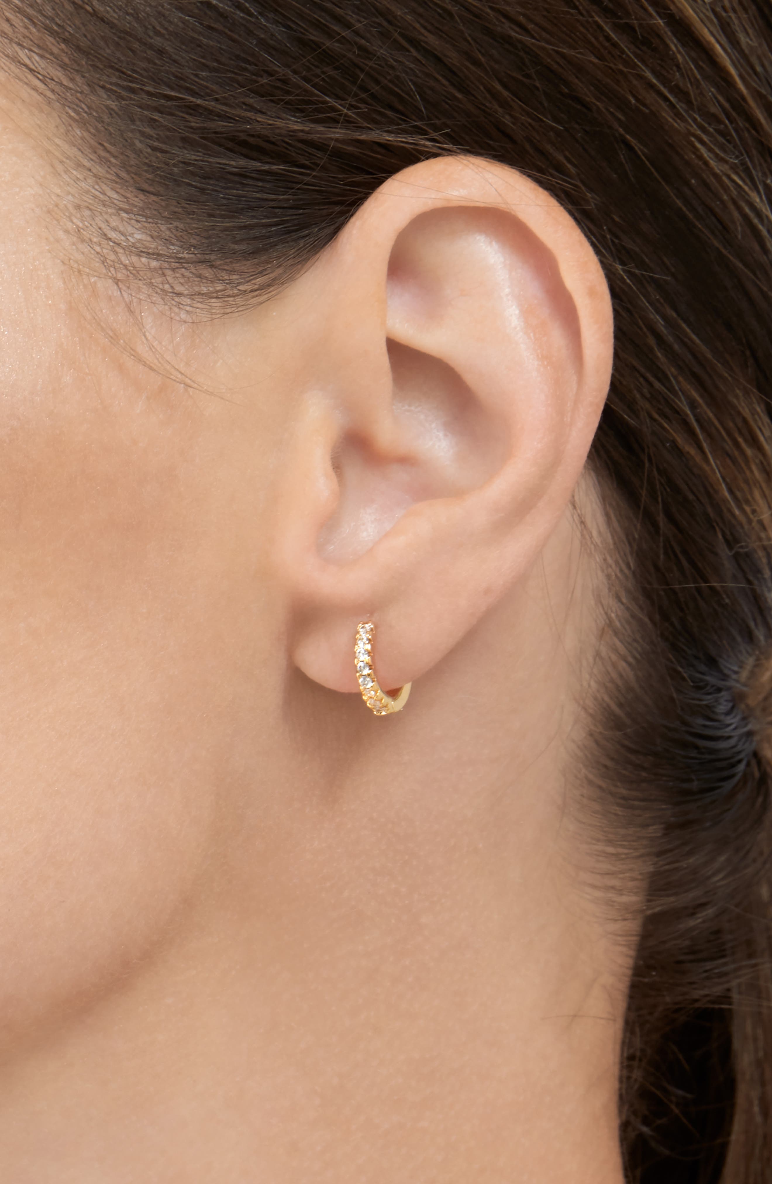 Adornia White Rhodium Plated CZ 9.25mm Huggie Hoop Earrings