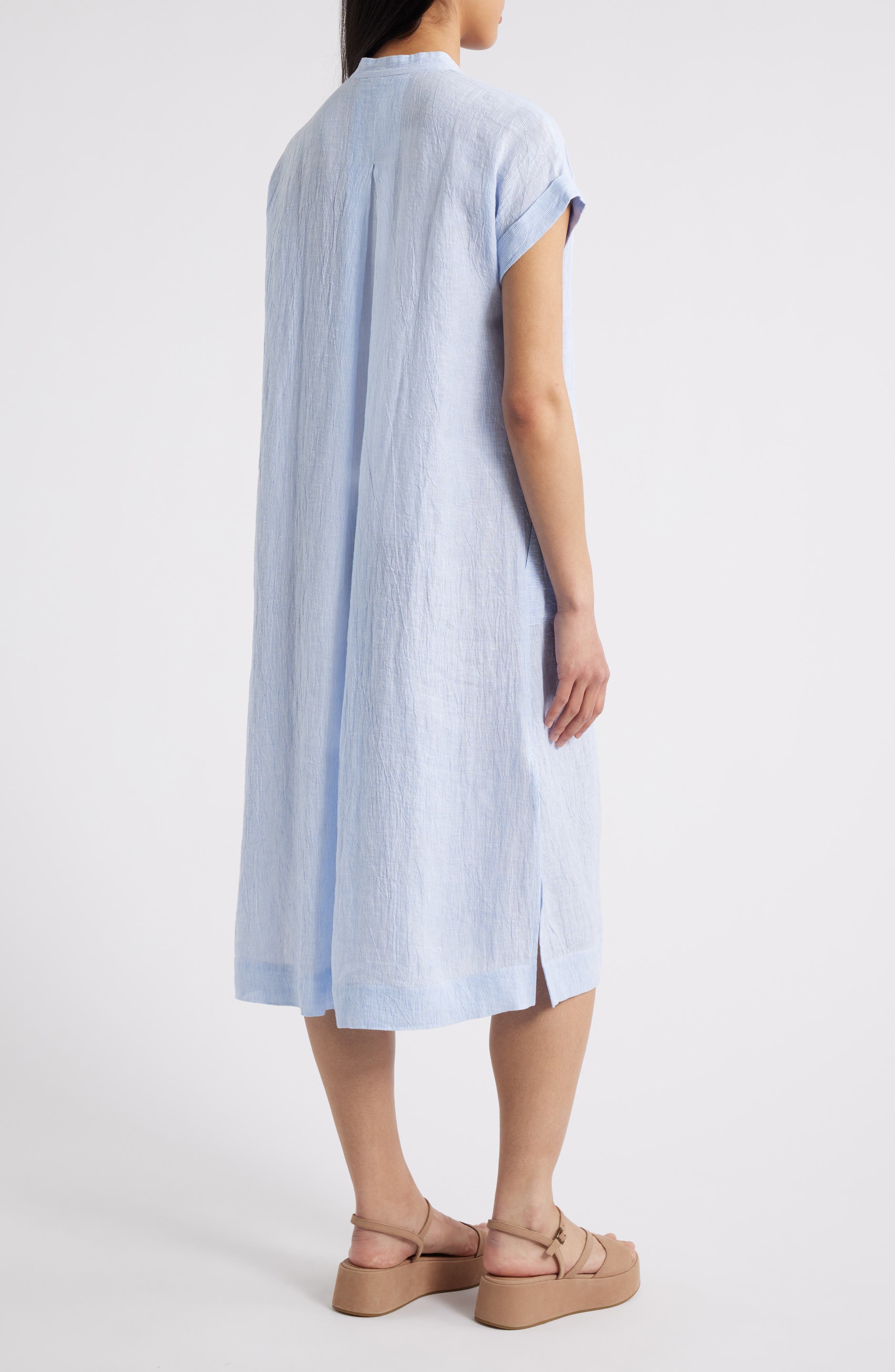 Eileen Fisher Short Sleeve Organic Linen Shift Dress