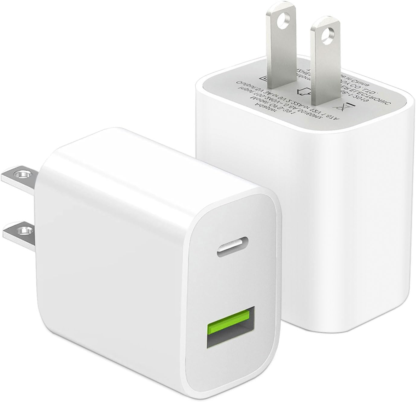 2 Pack USB C Charger Block, Dual Port Type C Wall Charger Charging Power Adapter Cube for iPhone 14/14 Pro/14 Pro Max/14 Plus/13/12/11, XS/XR/X, iPad, Samsung, and More