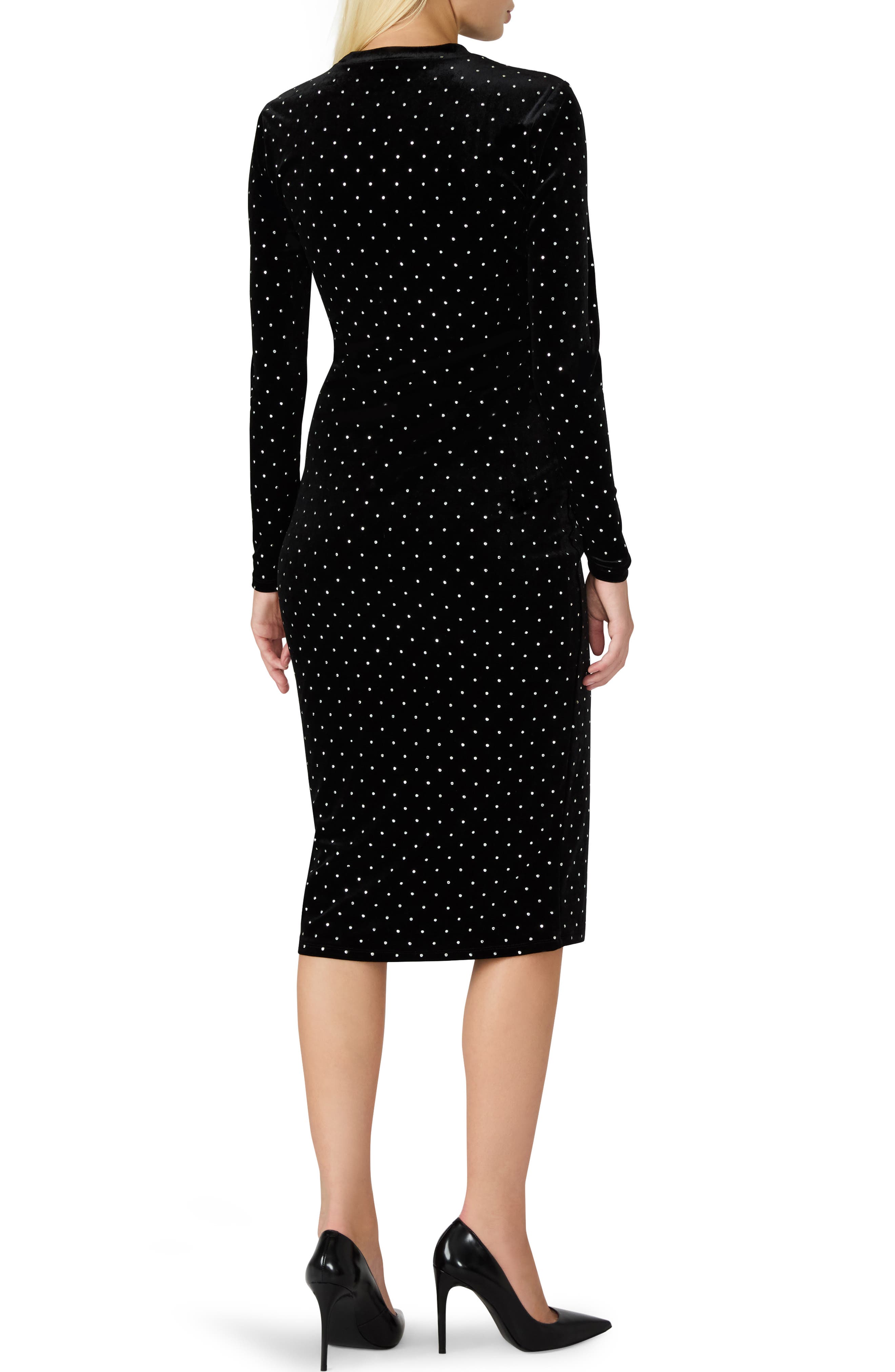 Steve Madden Hailee Diamante Long Sleeve Velvet Dress