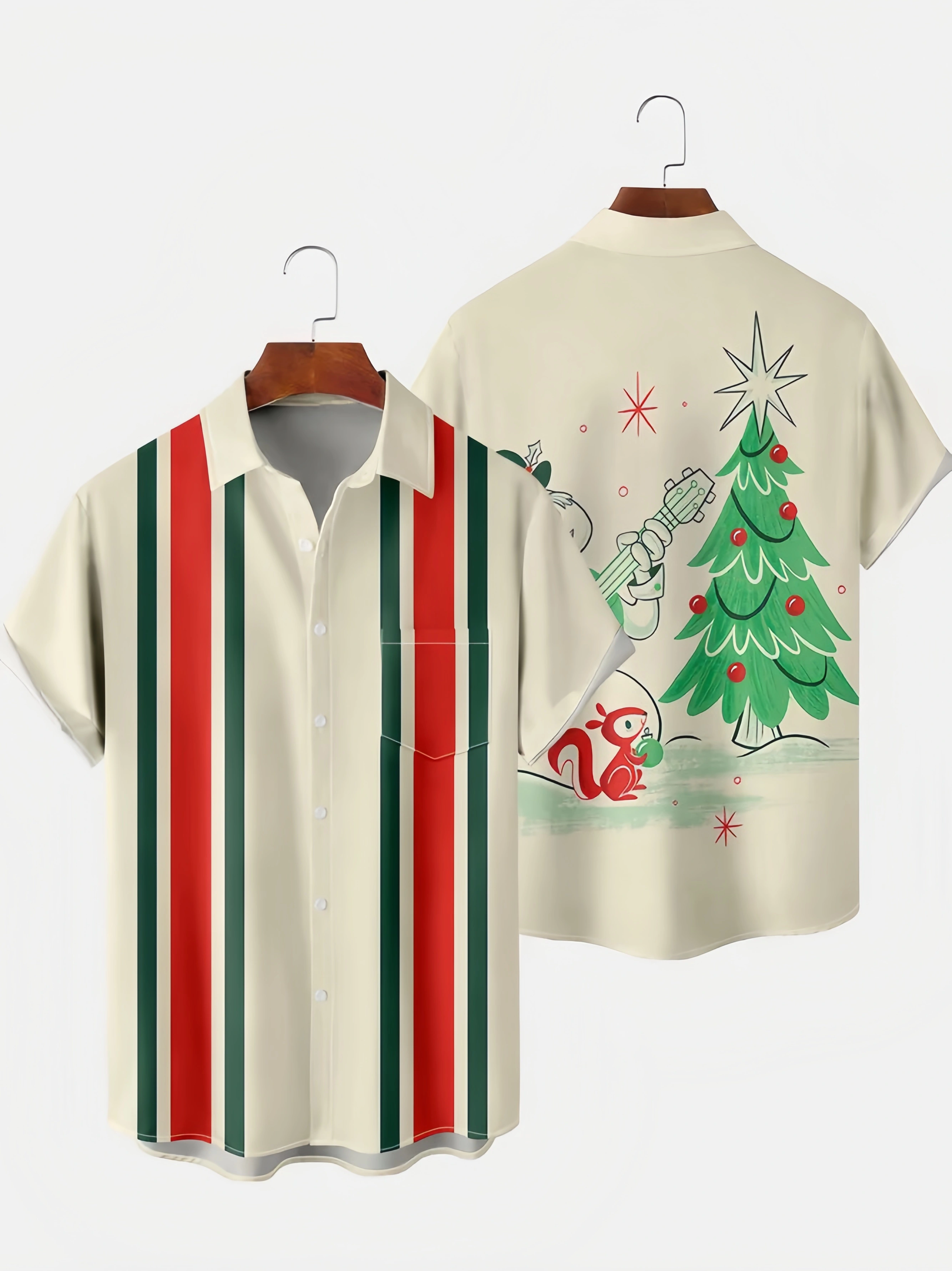 Men's Casual Short Sleeve Hawaiian Shirt with Chest Pocket Print