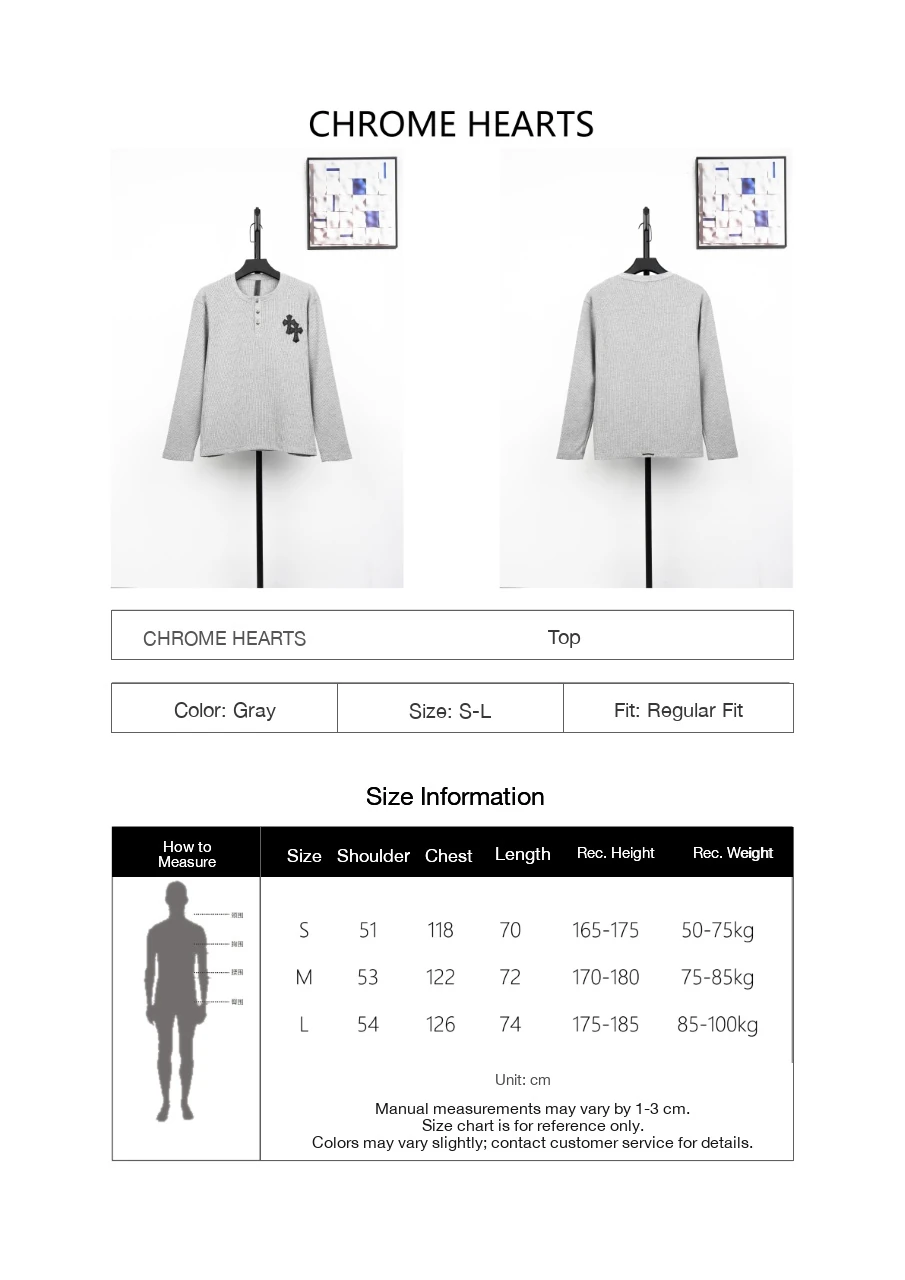 Chrome Hearts Grey Cross Leather Patch Waffle Henley Long Sleeve product photo from LabelPicks