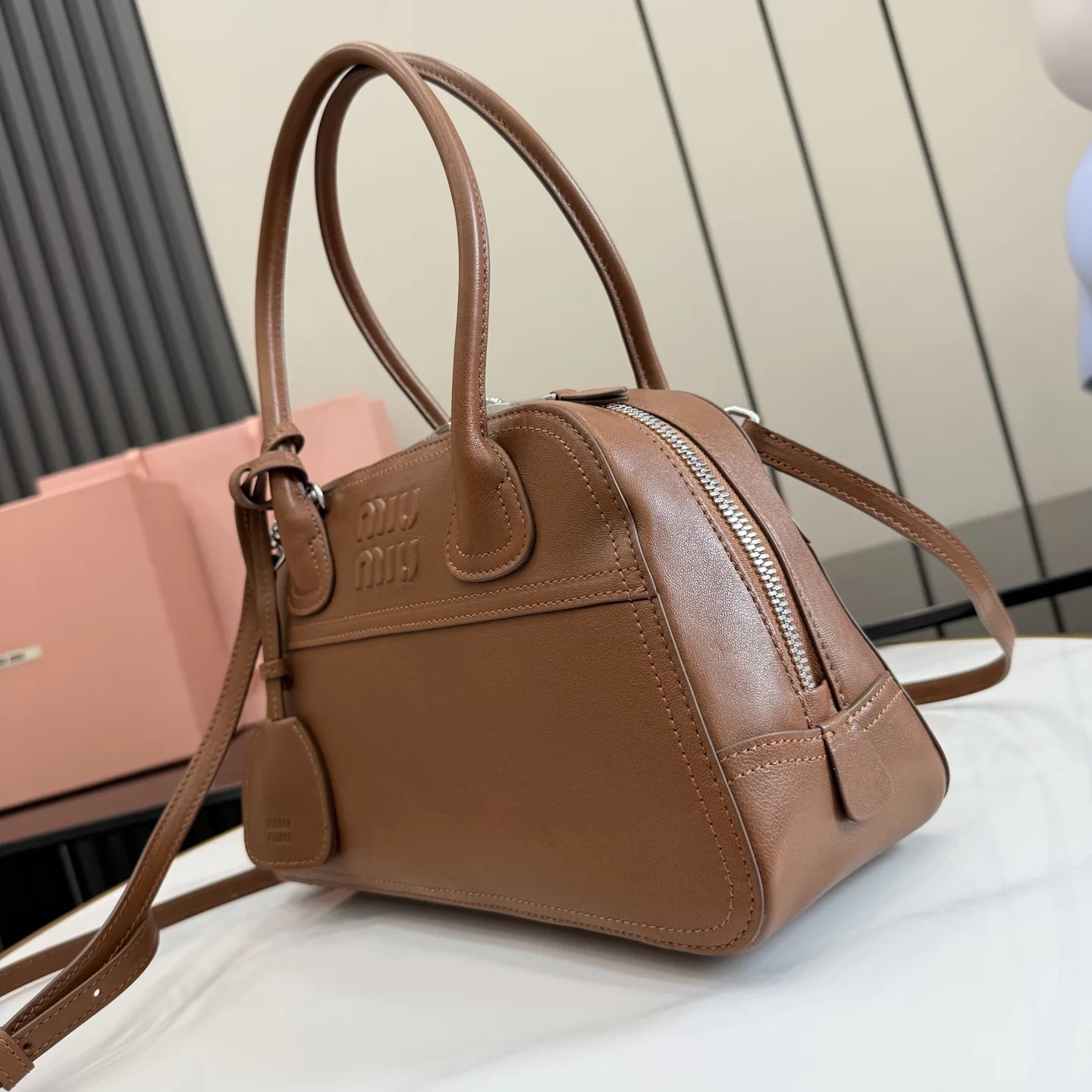 Miu Miu Vivant Brown Lambskin Top Handle Bag product photo from LabelPicks