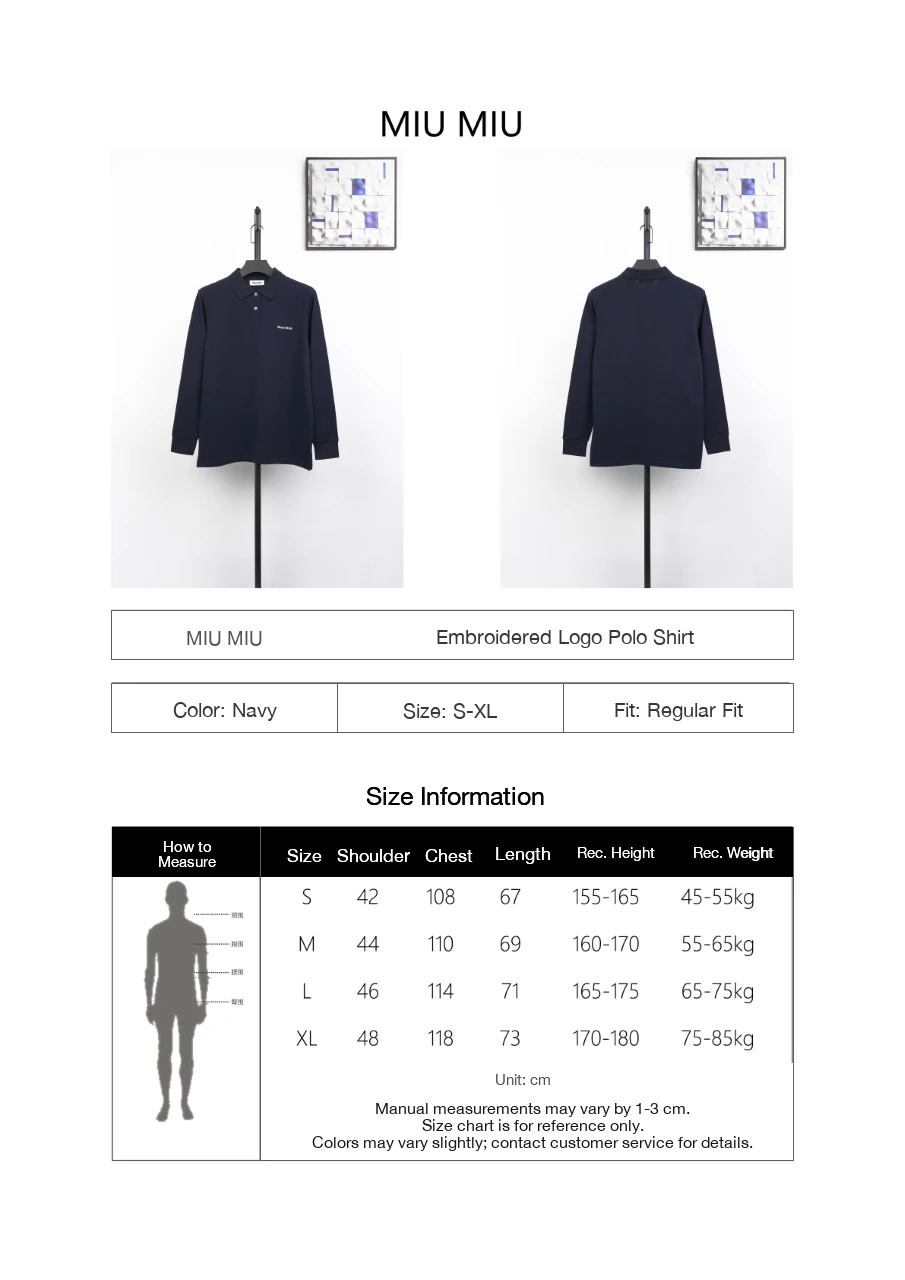 Miu Miu Navy Logo Embroidered Long Sleeve Polo Shirt product photo from LabelPicks