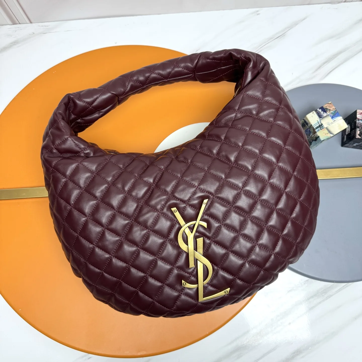 Saint Laurent Burgundy Icare Lambskin Hobo Bag product photo from LabelPicks