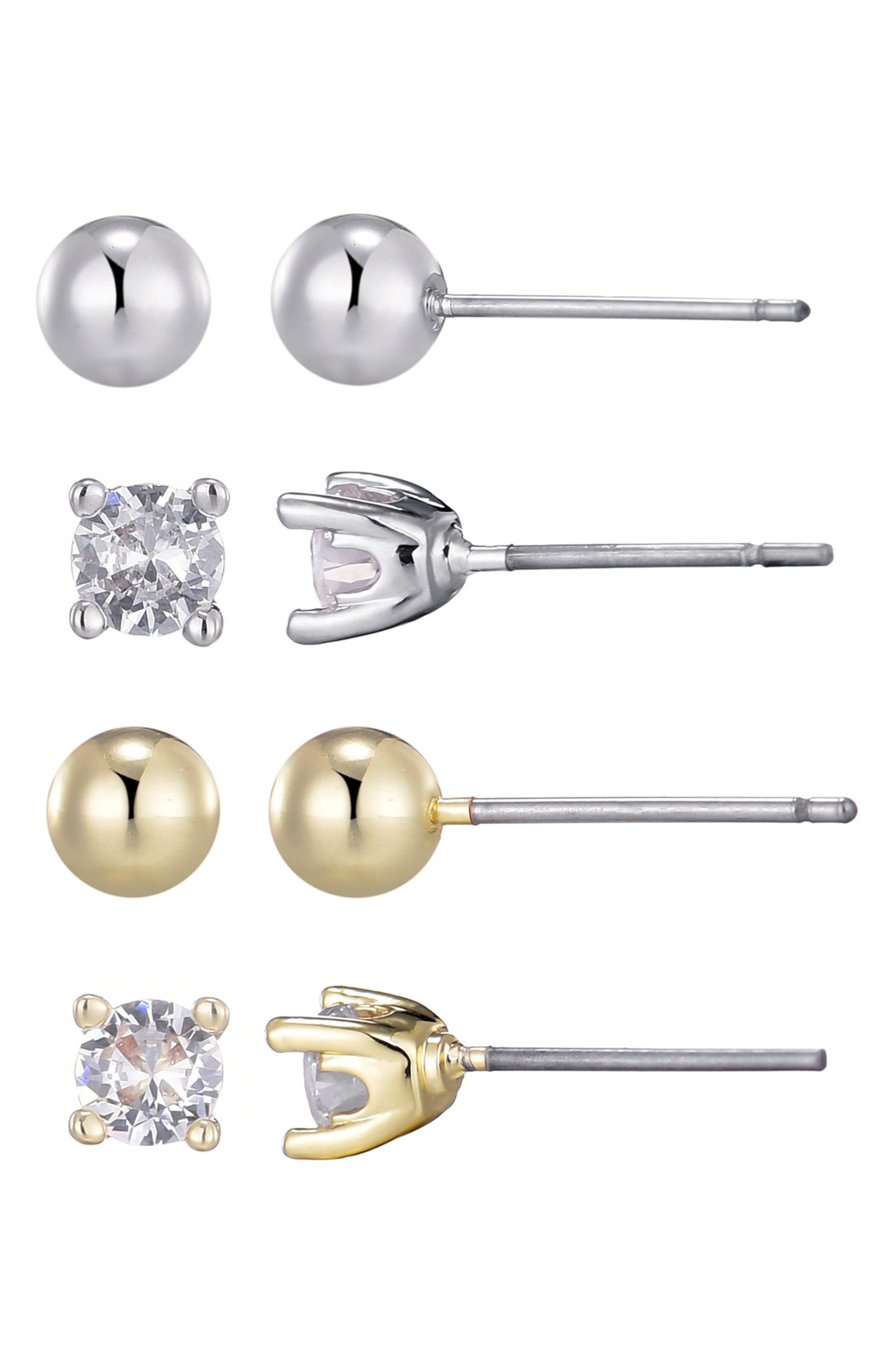 Adornia Set of 4 Assorted Stud Earrings