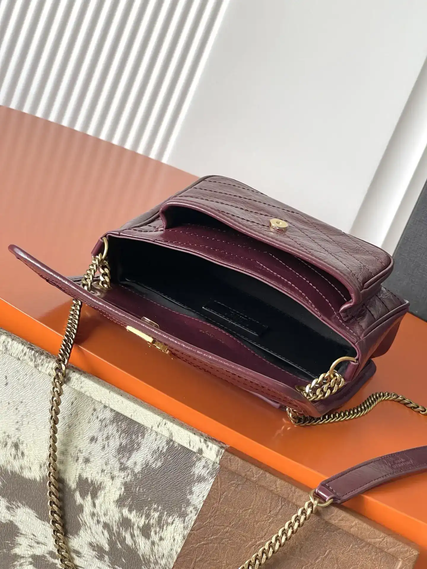 Saint Laurent Burgundy Niki Calfskin Shoulder Bag product photo from LabelPicks