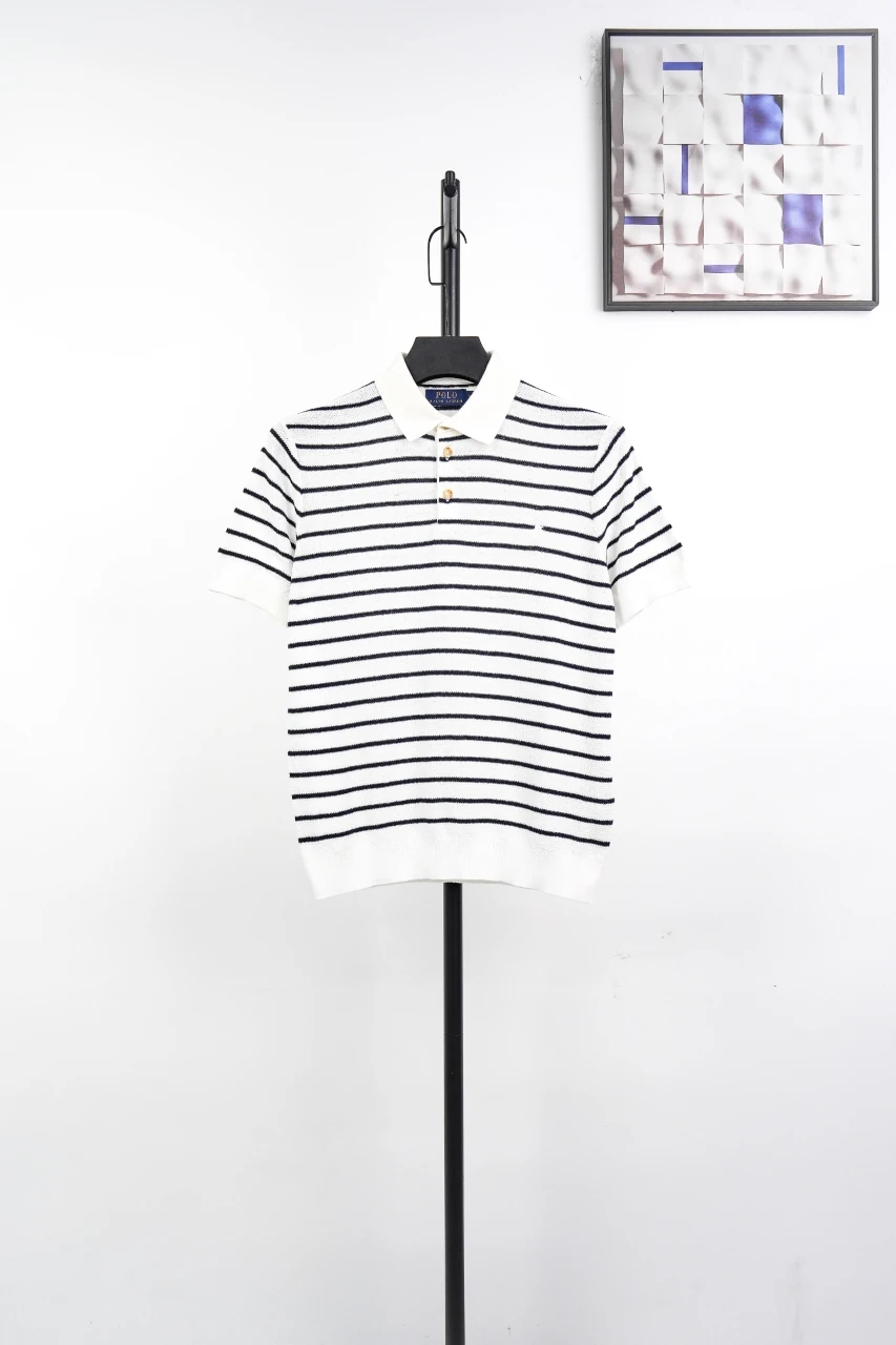 Ralph Lauren White Stripe Pony Embroidered Linen Polo Shirt product photo from LabelPicks