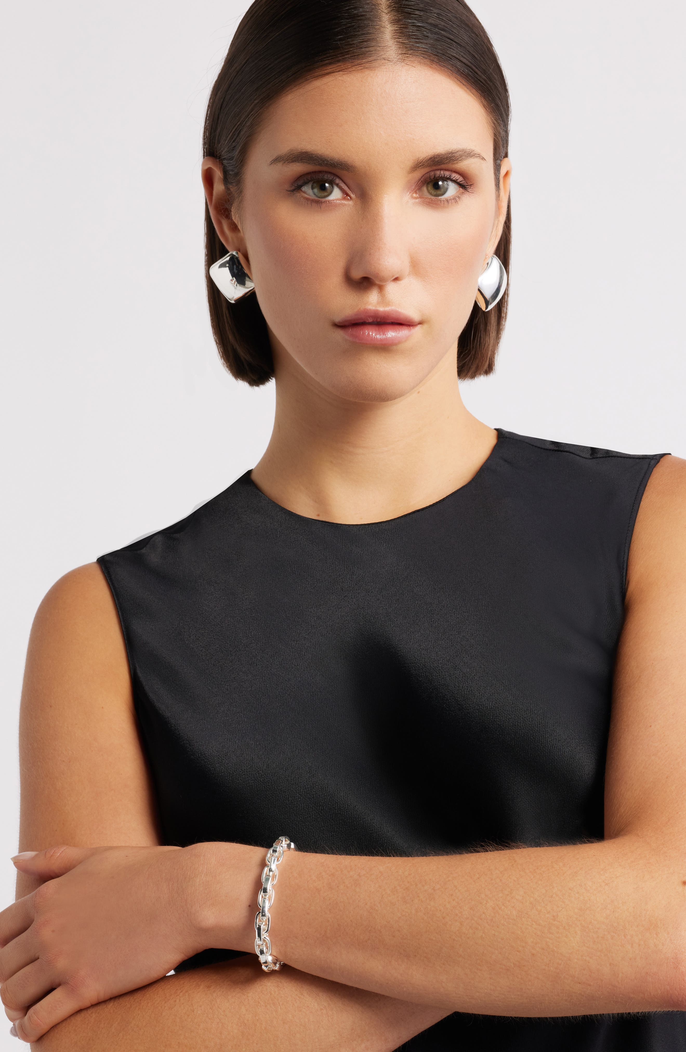 Nordstrom Puffed Square Button Stud Earrings