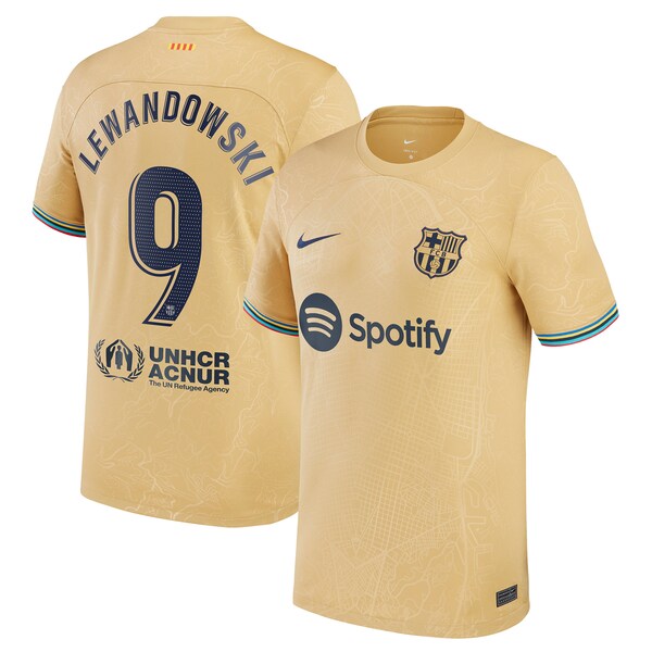 Robert Lewandowski Barcelona Nike 2022/23 Away Replica Player Jersey - Gold