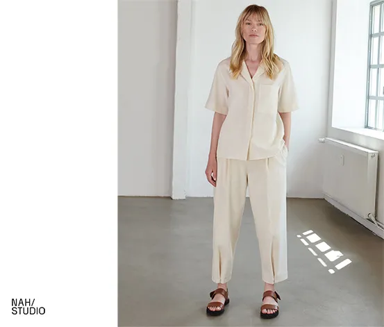 NAH/STUDIO Seersucker-Bluse | ungefärbte Baumwolle, Undyed