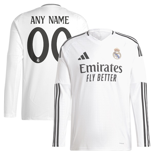 Los Merengues adidas 2024/25 Home Replica Custom Long Sleeve Jersey - White