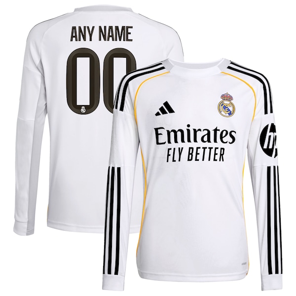 Los Merengues adidas Youth 2025/26 Home Replica Long Sleeve Custom Jersey - White