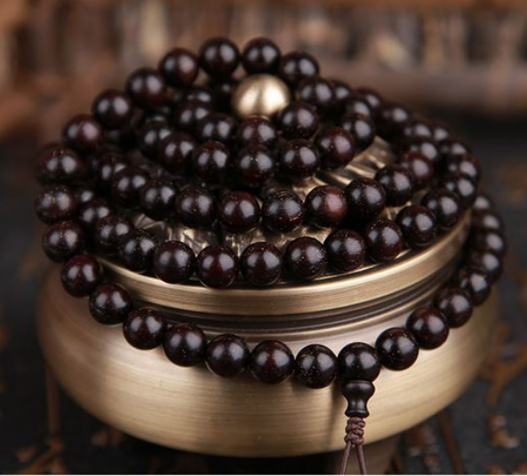Buddhist beads, small leaves, red sandalwood, man's bracelet and rosary