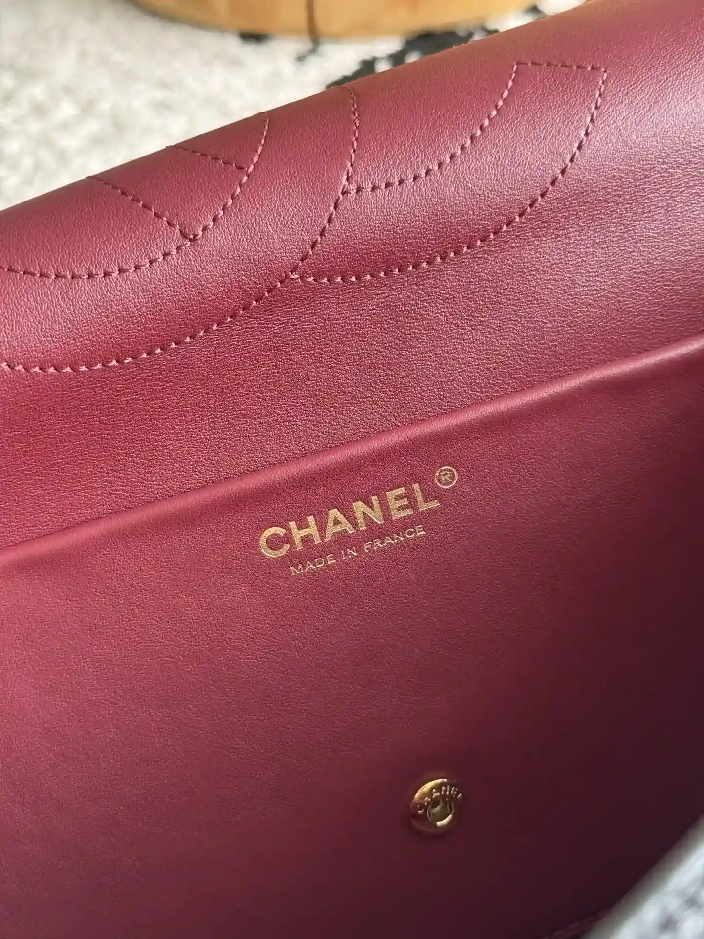 Chanel Burgundy Classic Flap Grained Leather Shoulder Bag product photo from LabelPicks