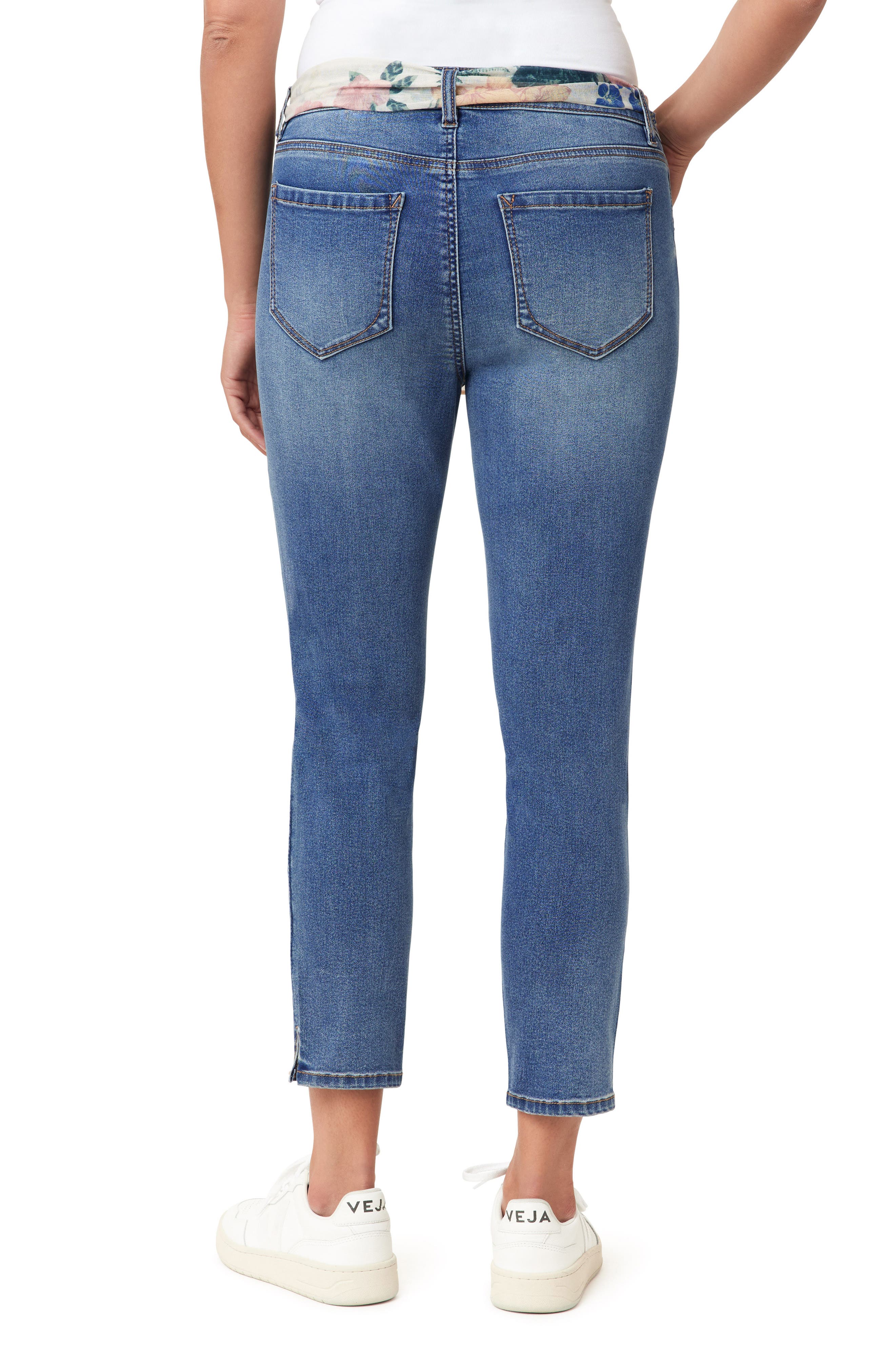 Kensie Belted Mid Rise Skinny Cropped Jeans