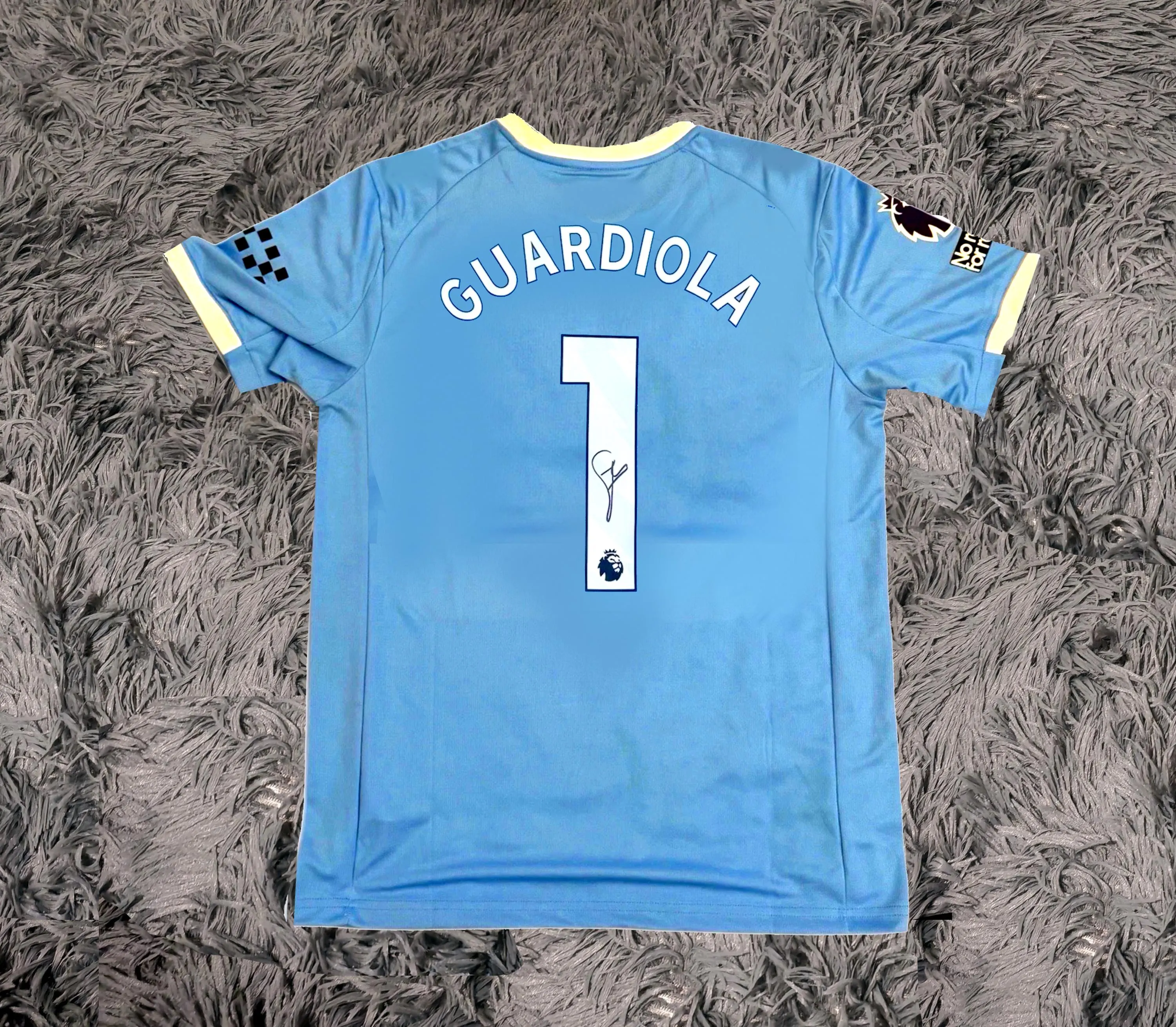 Pep Guardiola SIGNED Man City 25/26 FINAL Home Jersey/Shirt - COA - 2025